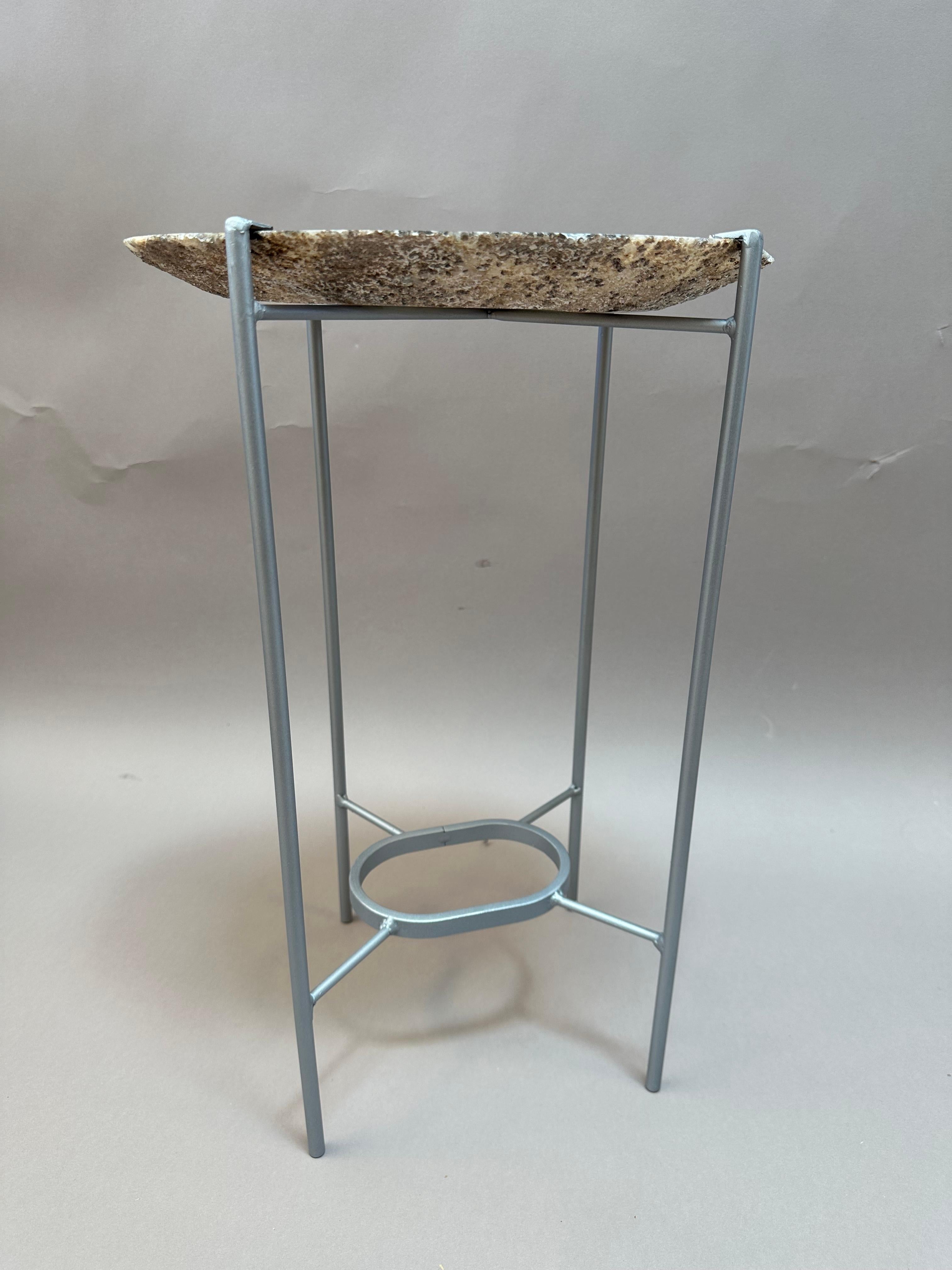 Stainless Steel Unusual Modern Handcrafted Geode Drinks Table For Sale