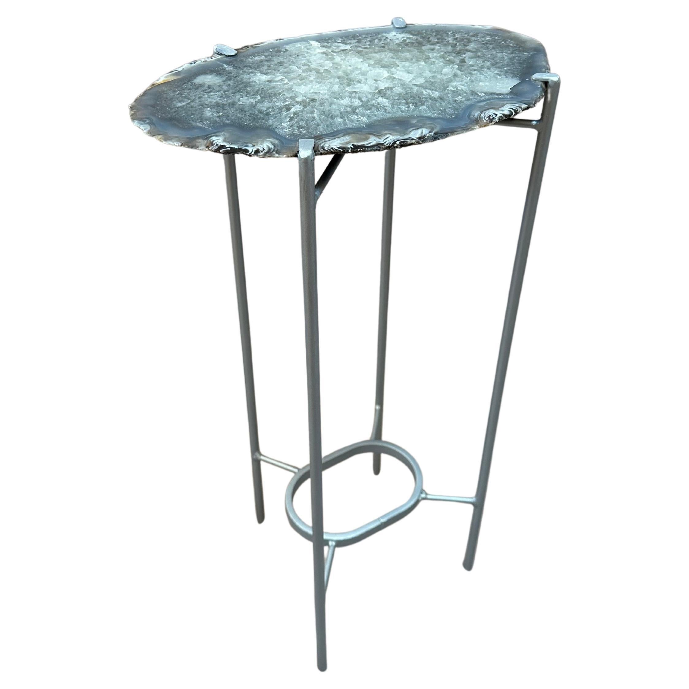 Unusual Modern Handcrafted Geode Drinks Table For Sale