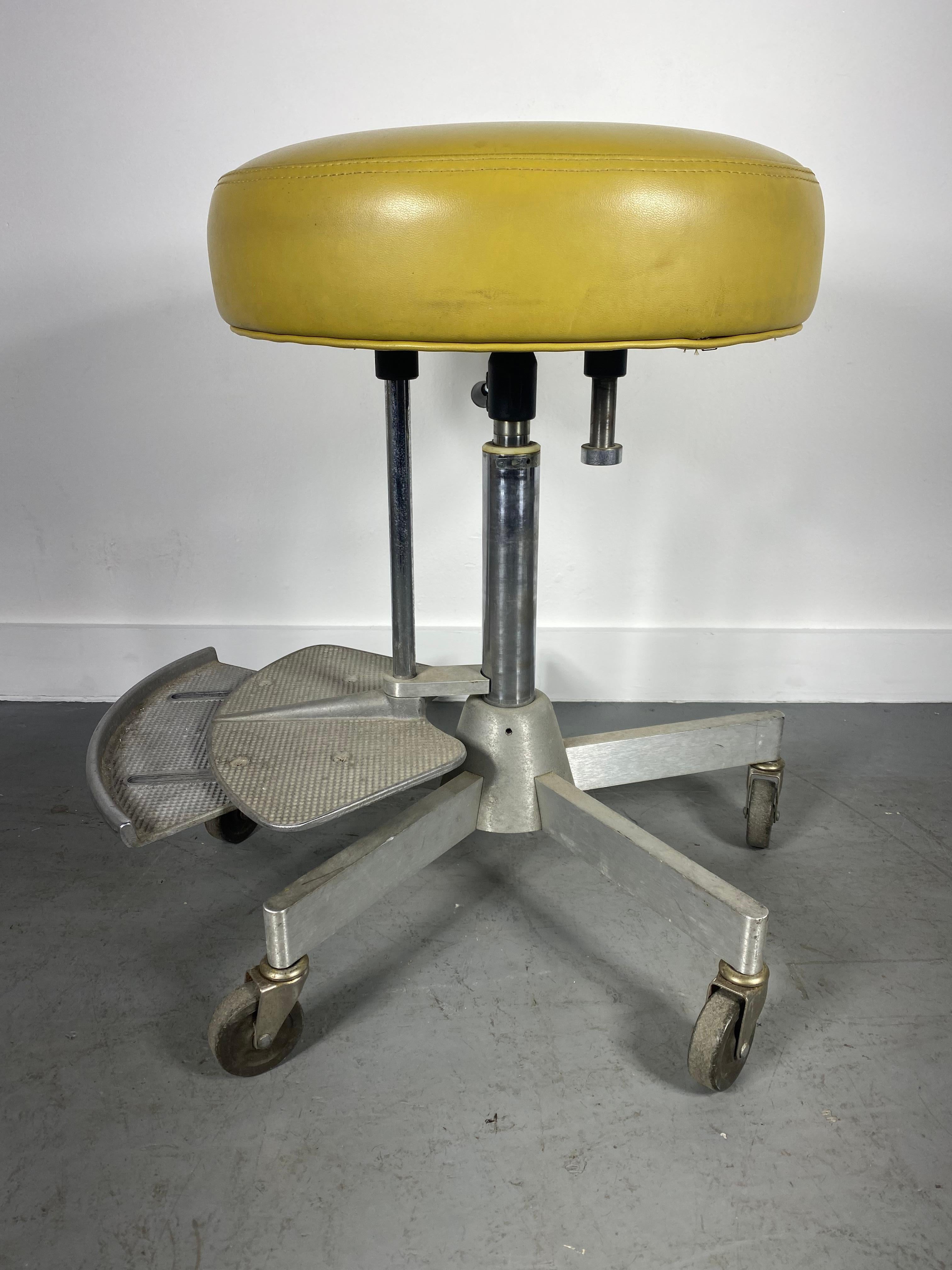 American Unusual Modern Industrial Adjustable Height Dental / Task Stool by Den-tal-ez For Sale