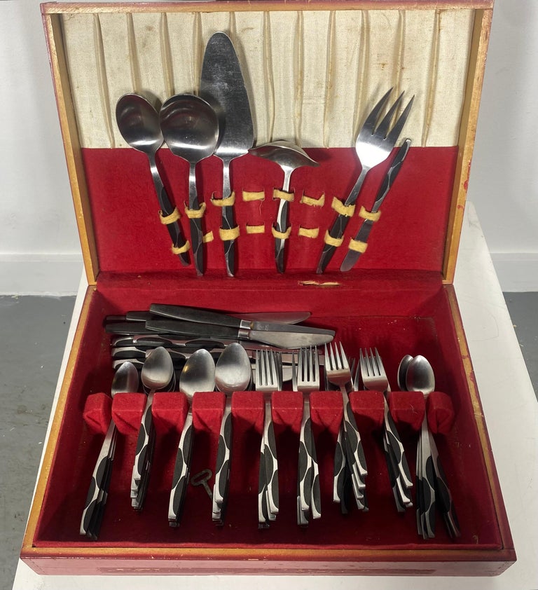 Unusual Modernist 63 piece Stainless Cutlery Set.. "night and day ...
