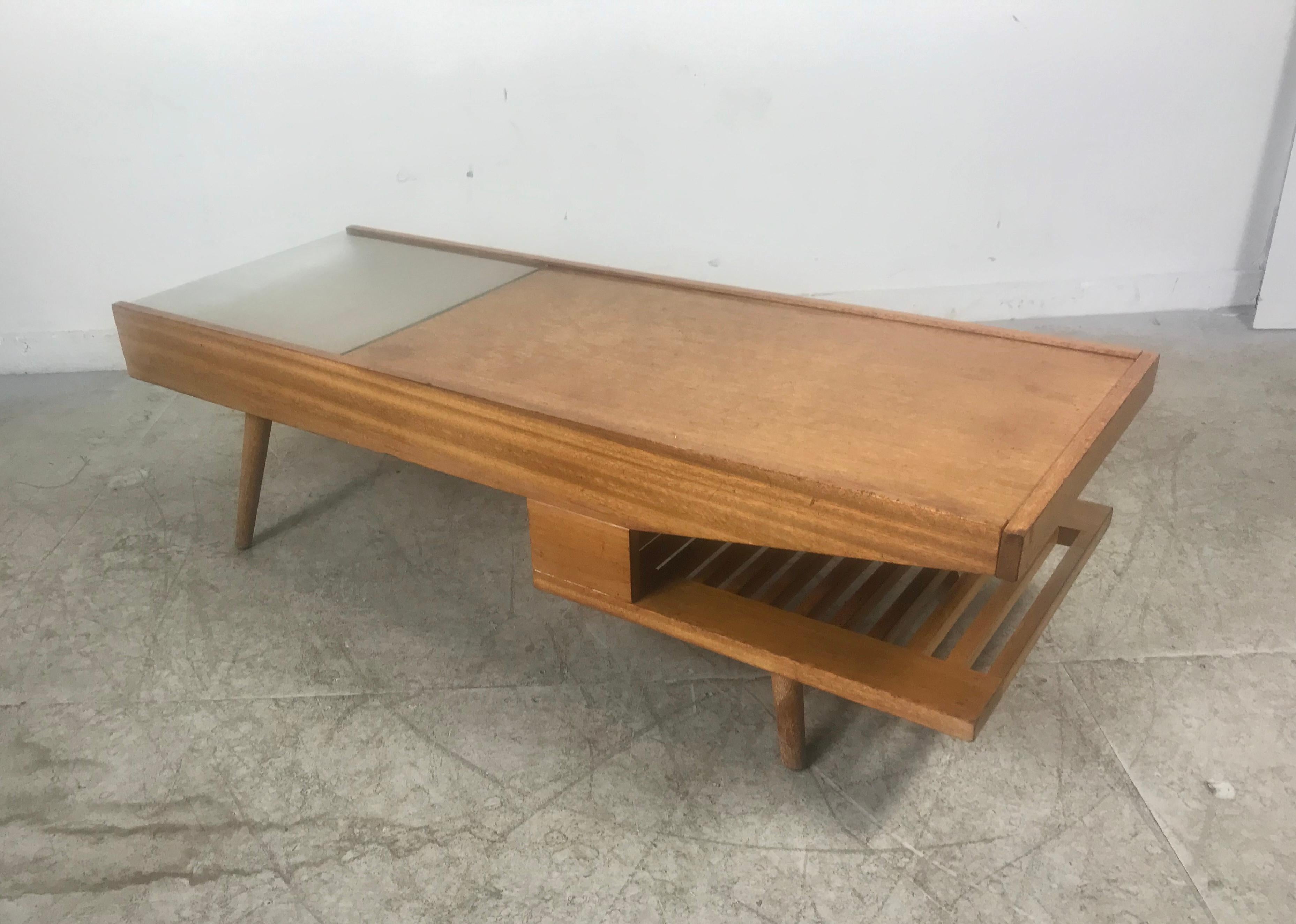 Glass Unusual Modernist Coffee/ Cocktail Table by John Keal for Brown Saltman