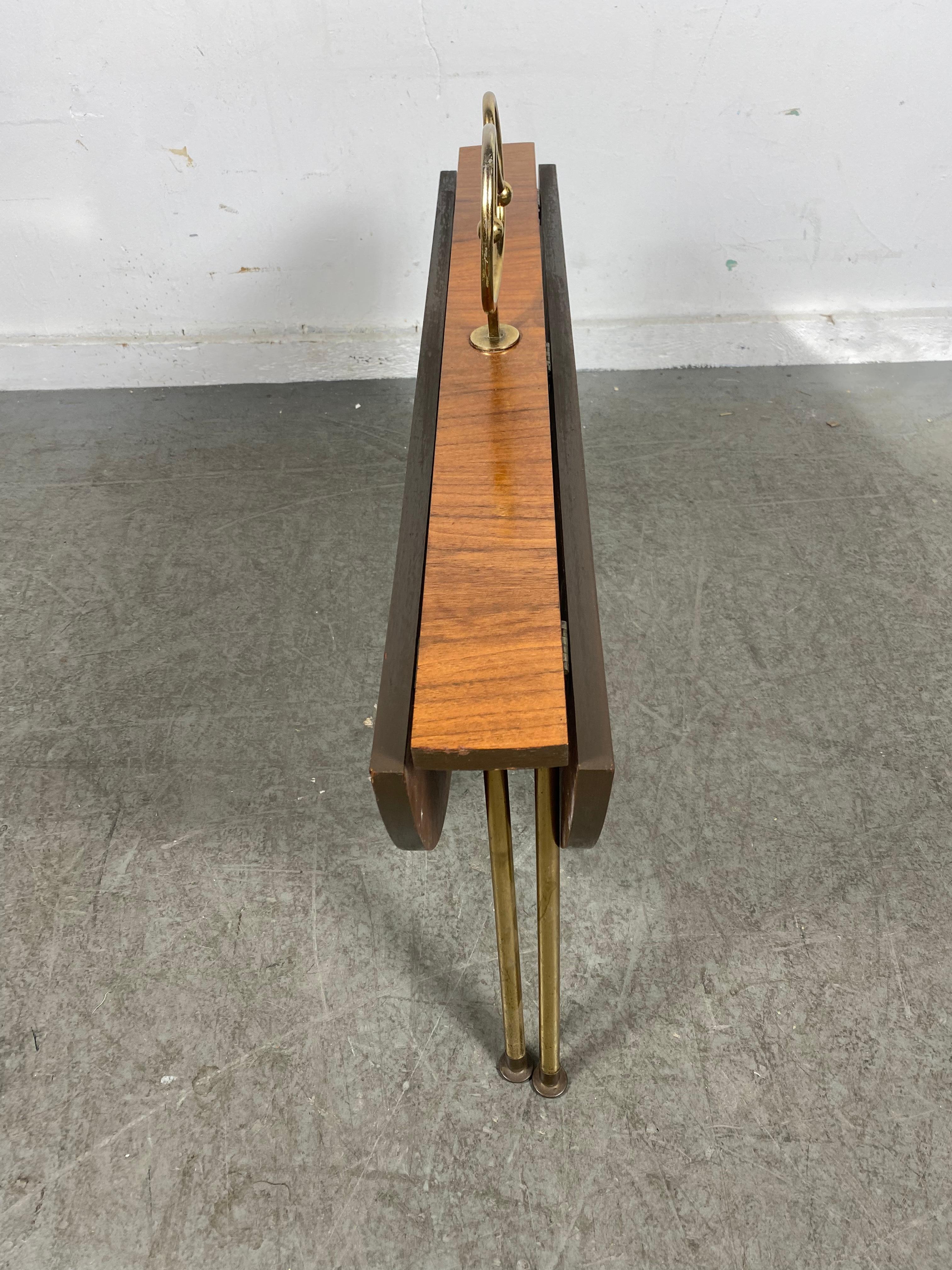 Mid-20th Century Unusual Modernist Collapsable Coffee/Cocktail Table, , Walnut & Brass For Sale
