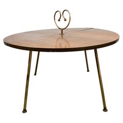 Table basse/de cocktail pliante moderniste inhabituelle, en noyer et laiton