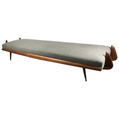 Unusual Modernist Daybed with Sculptural Walnut Fins Attrib to Adrian Pearsall