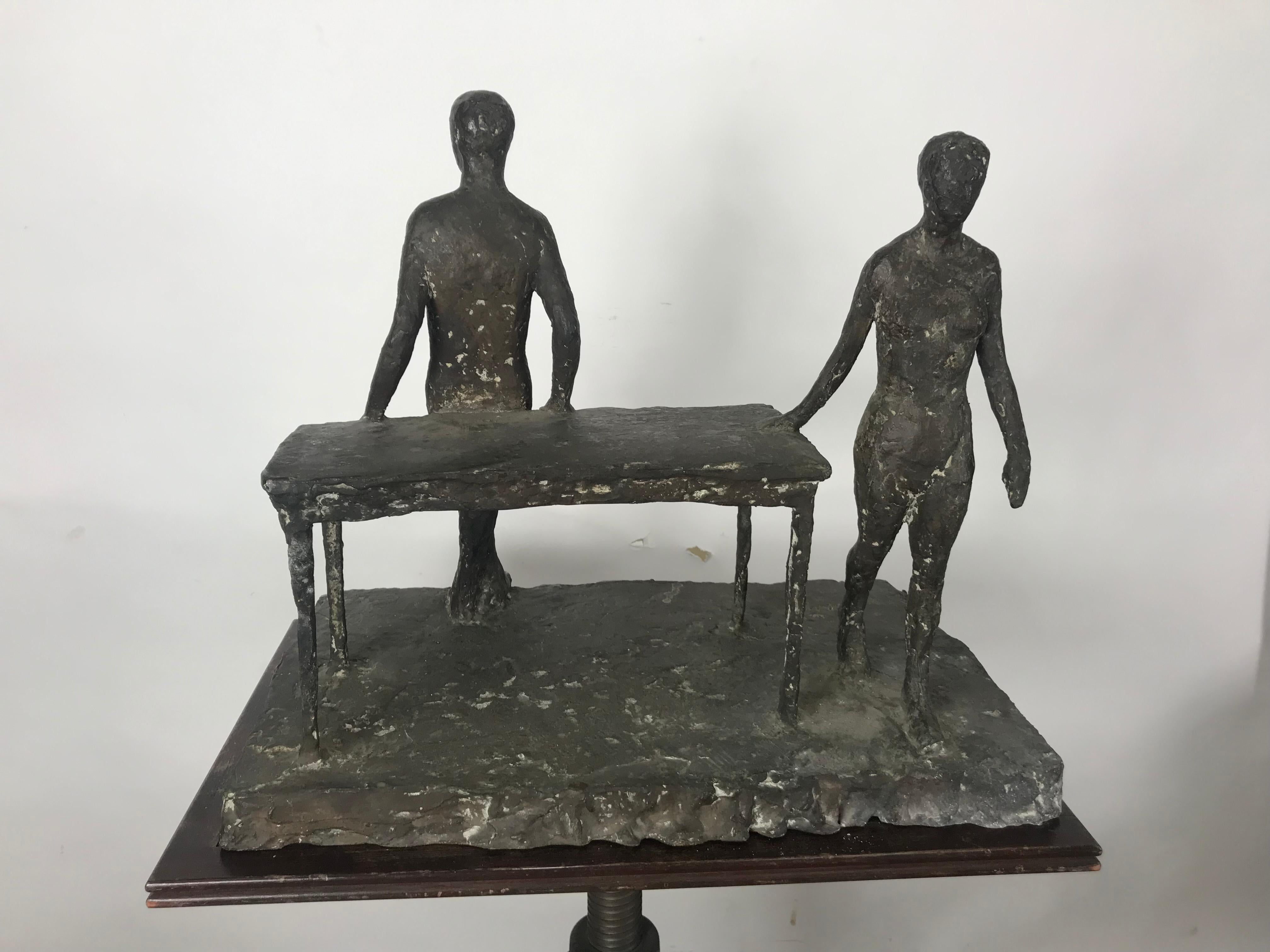 Unusual Modernist Figurative Bronze Sculpture , 