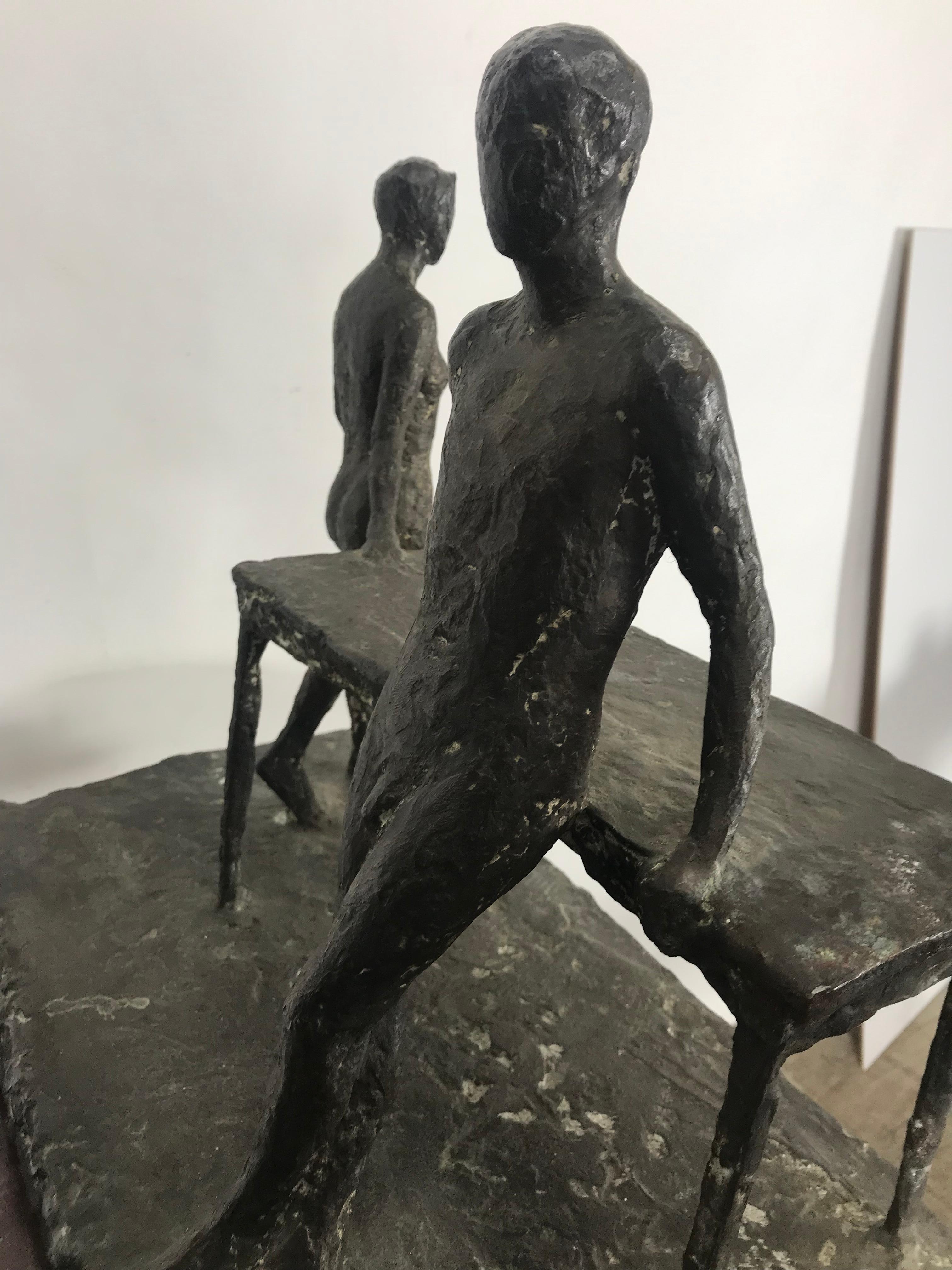 Mid-Century Modern Unusual Modernist Figurative Bronze Sculpture , 