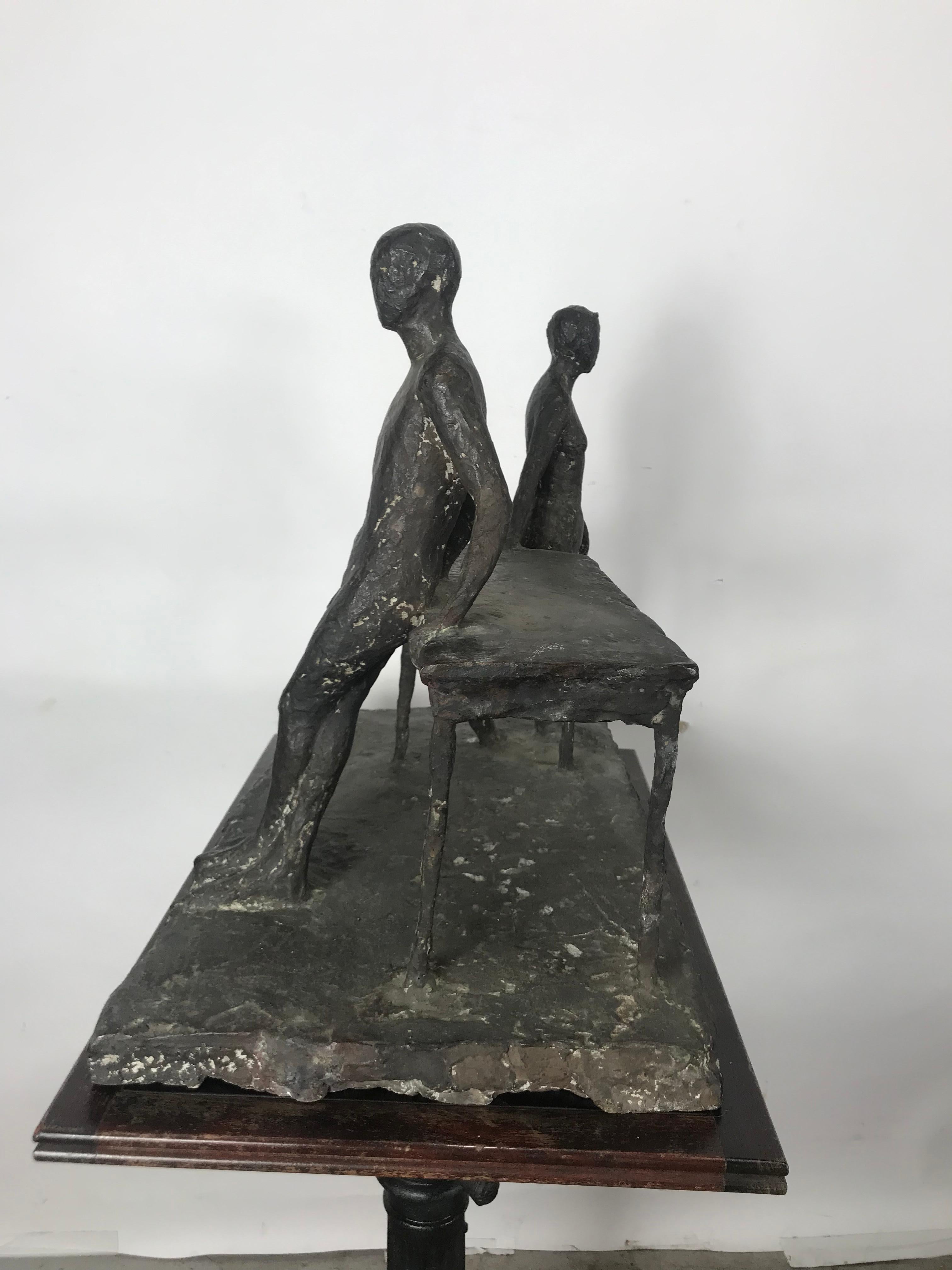 Unknown Unusual Modernist Figurative Bronze Sculpture , 