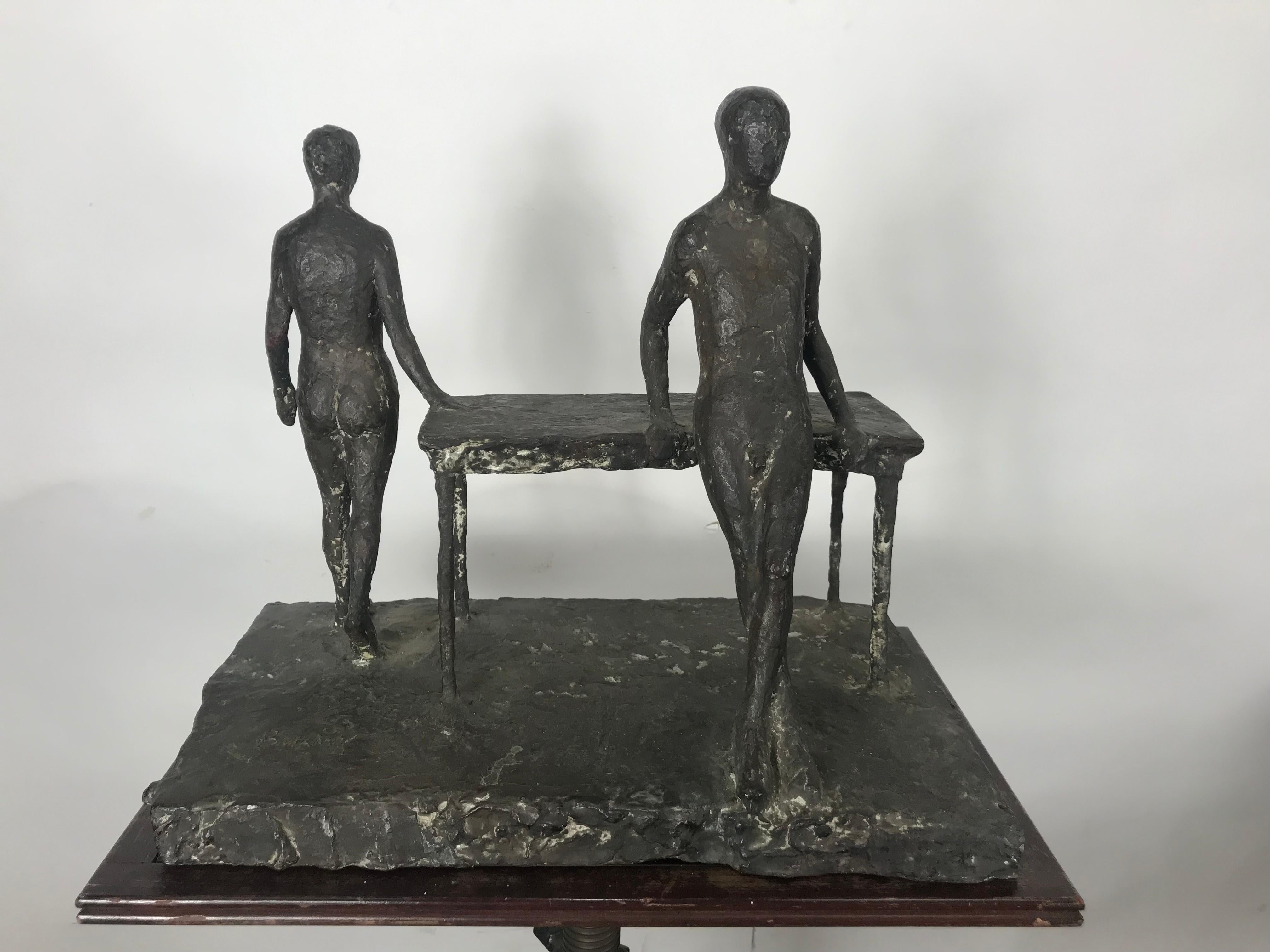 Late 20th Century Unusual Modernist Figurative Bronze Sculpture , 