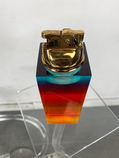 Unusual Modernist Multi-Color Acrylic Cigarette Lighter, Advertising Technicolor