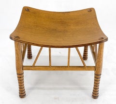 Unusual Molded Plywood Oak Arts & Crafts Style Square "Sling" Seat MINT!