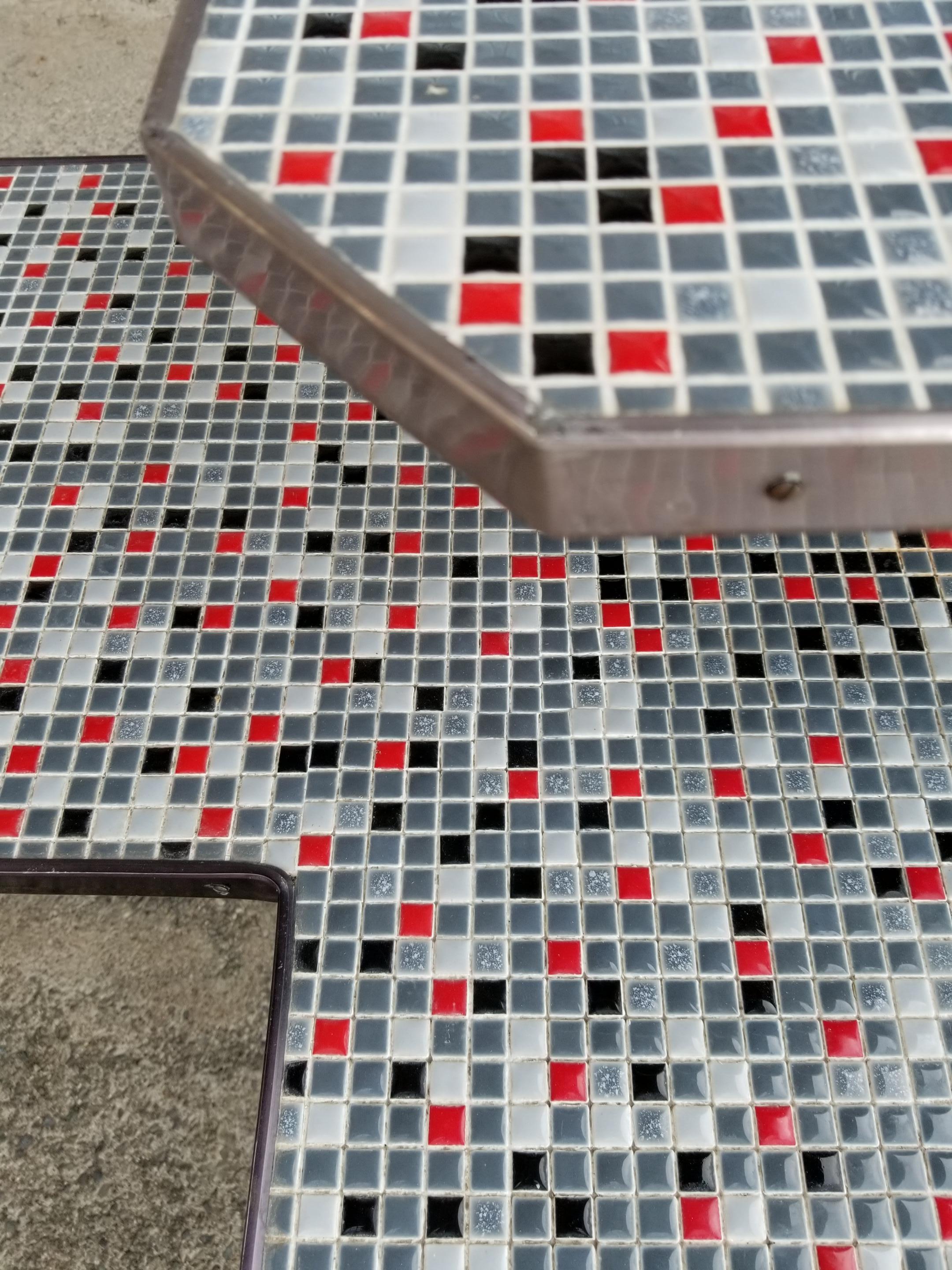 Unusual Mosaic Tile Corner Side Table, 1960s 1