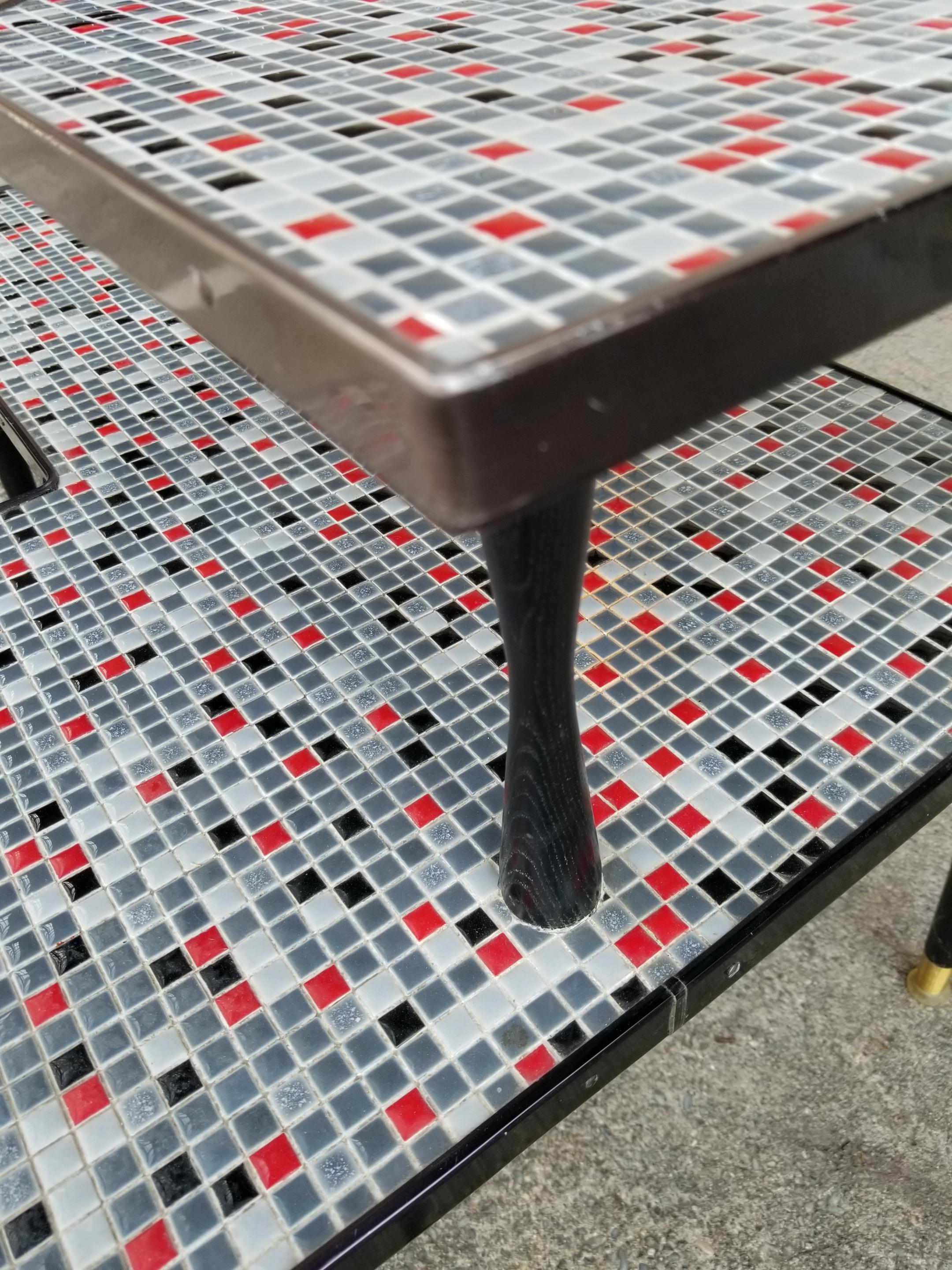 Unusual Mosaic Tile Corner Side Table, 1960s 2