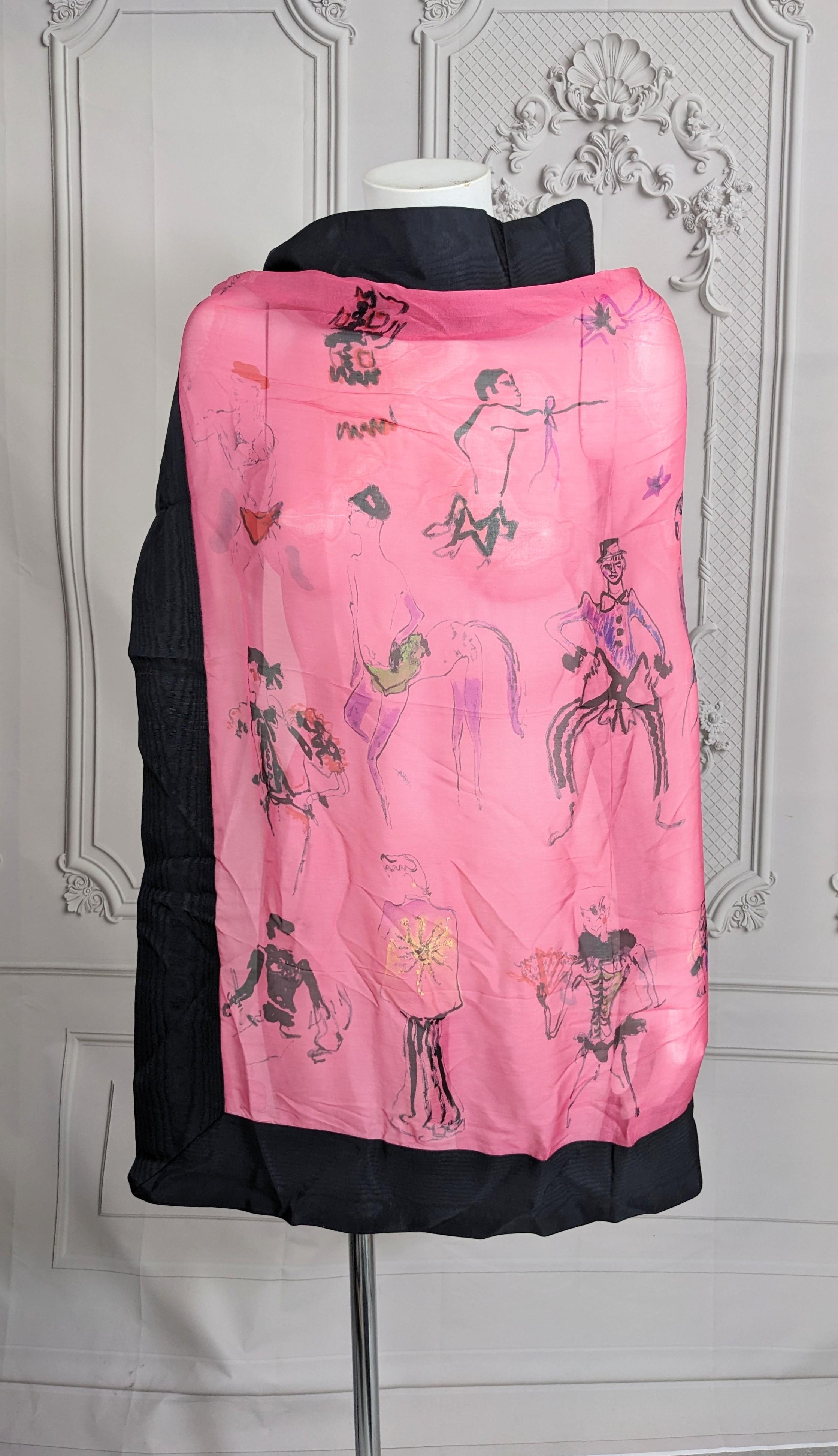 Women's Unusual Moschino Silk Chiffon Painted Scarf For Sale