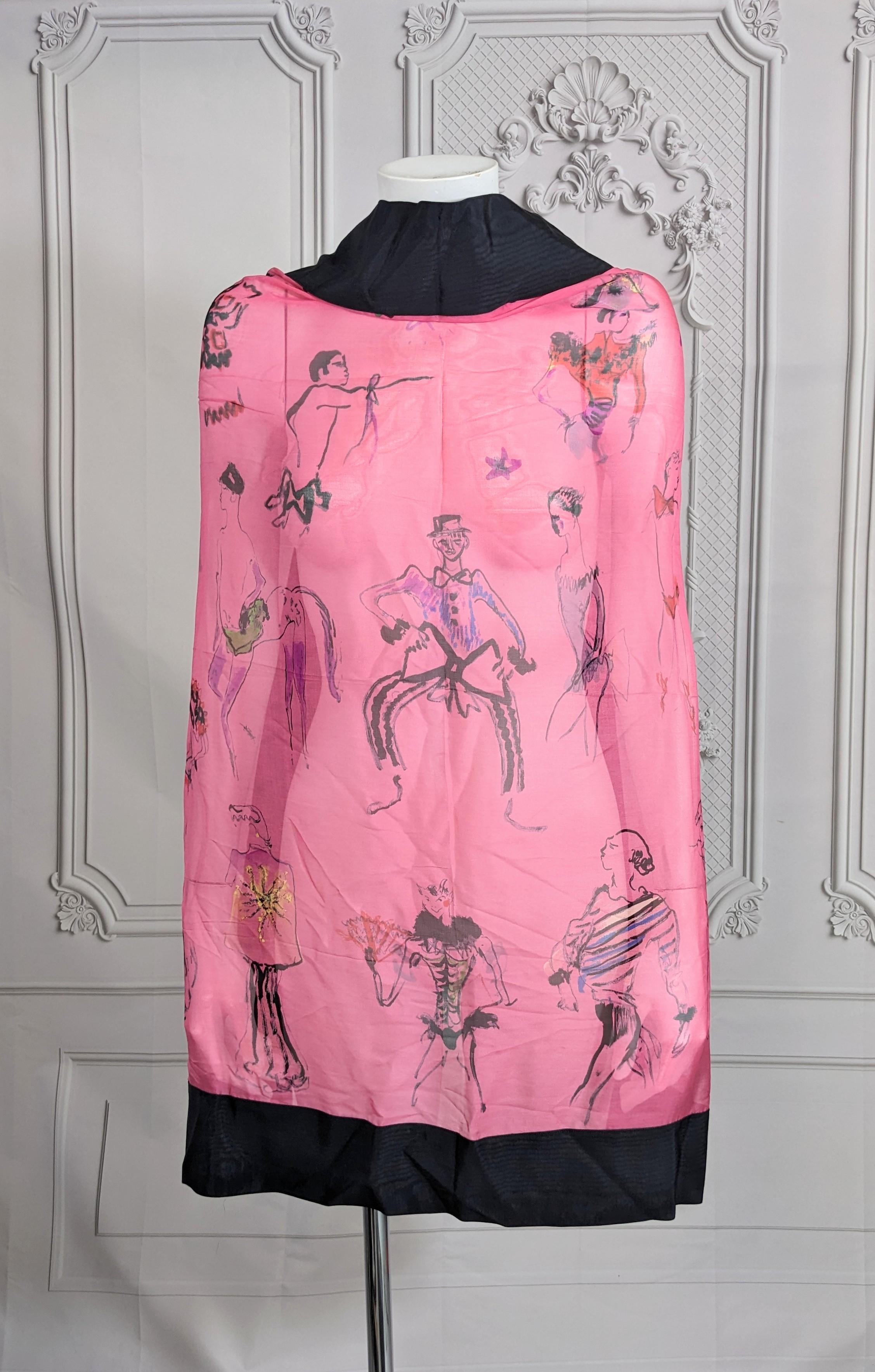 Unusual Moschino Silk Chiffon Painted Scarf For Sale 1
