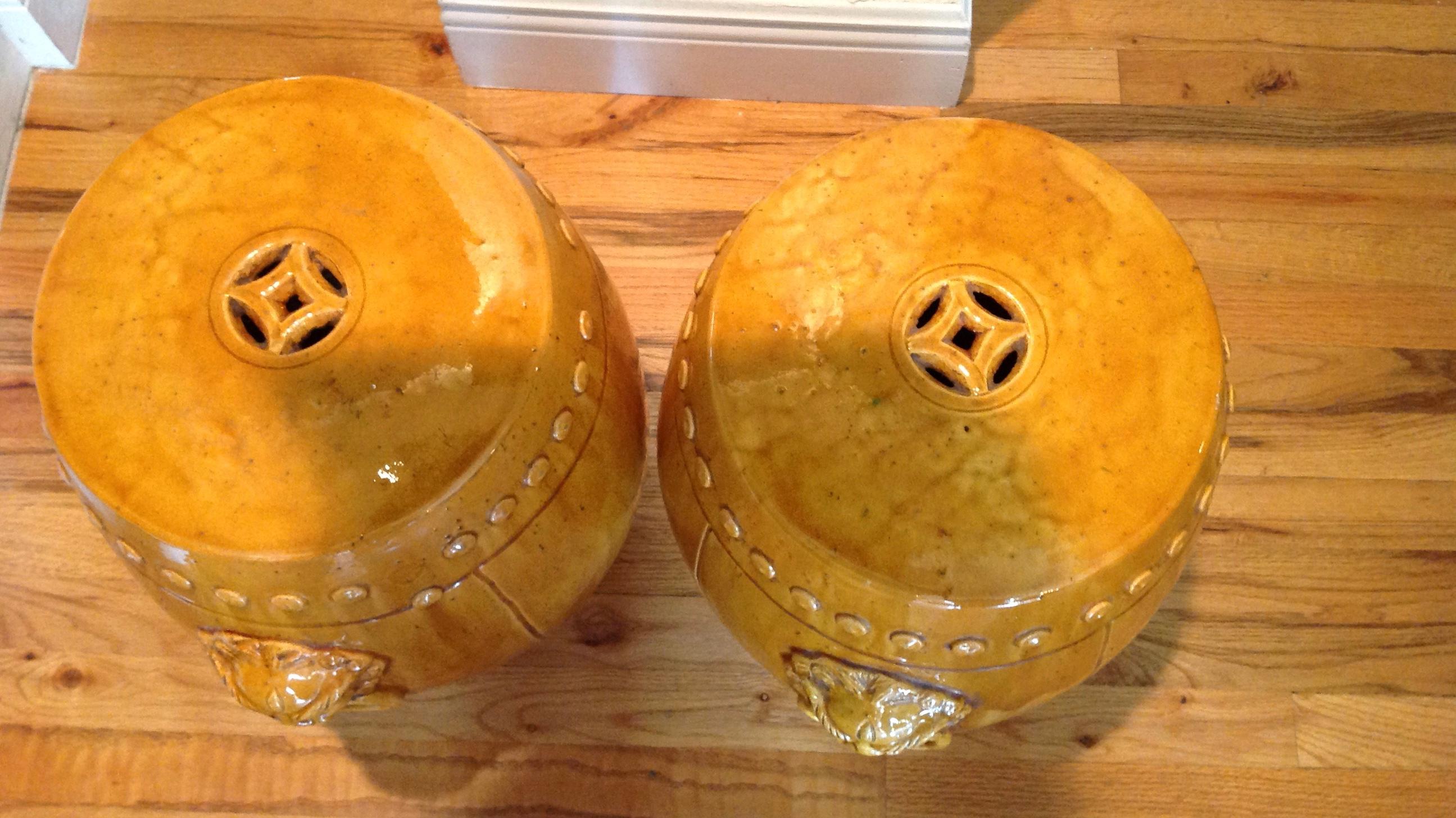 Unusual Mustard Colored Garden Seats or Stools 3