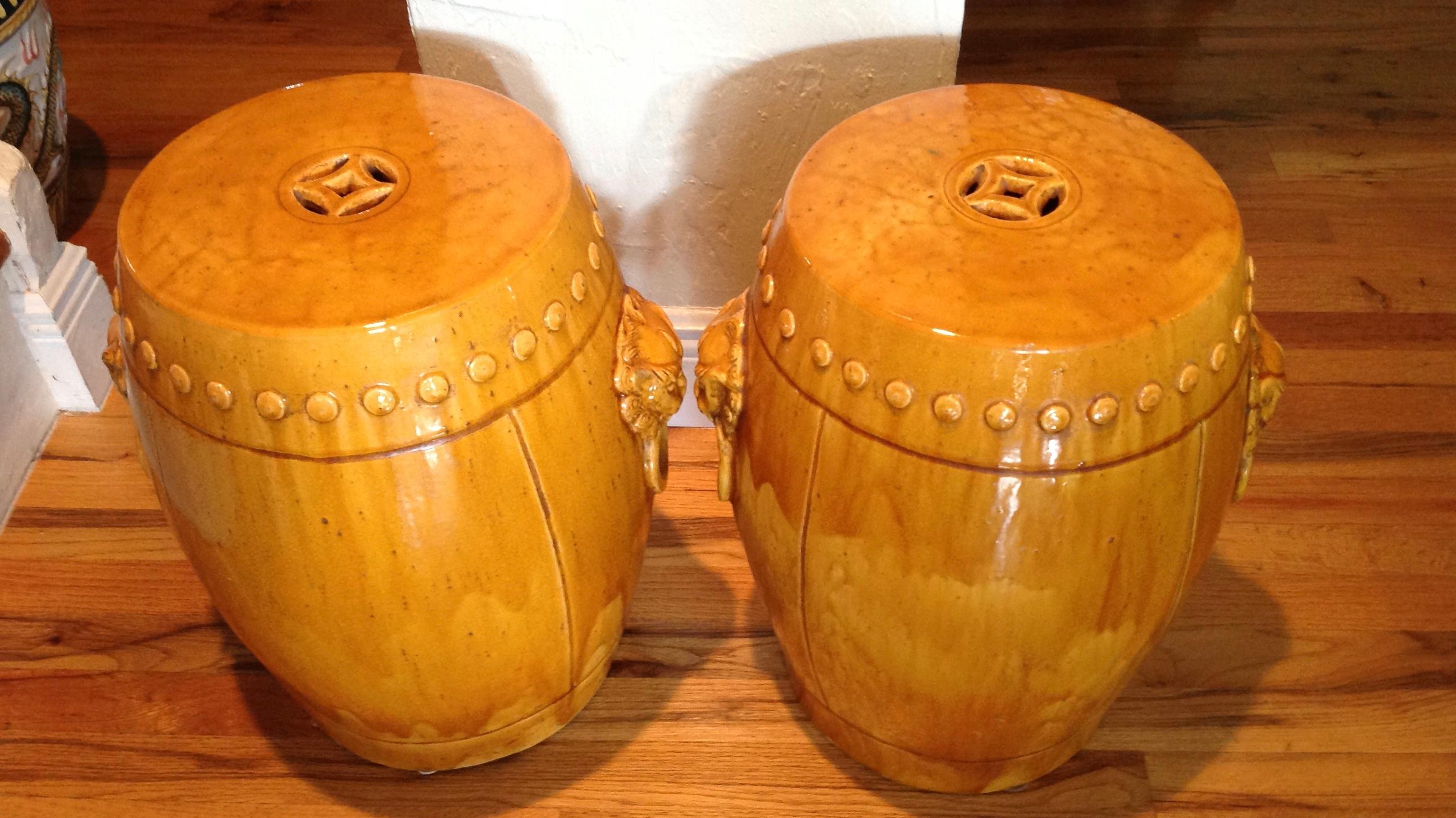 Unusual Mustard Colored Garden Seats or Stools 1