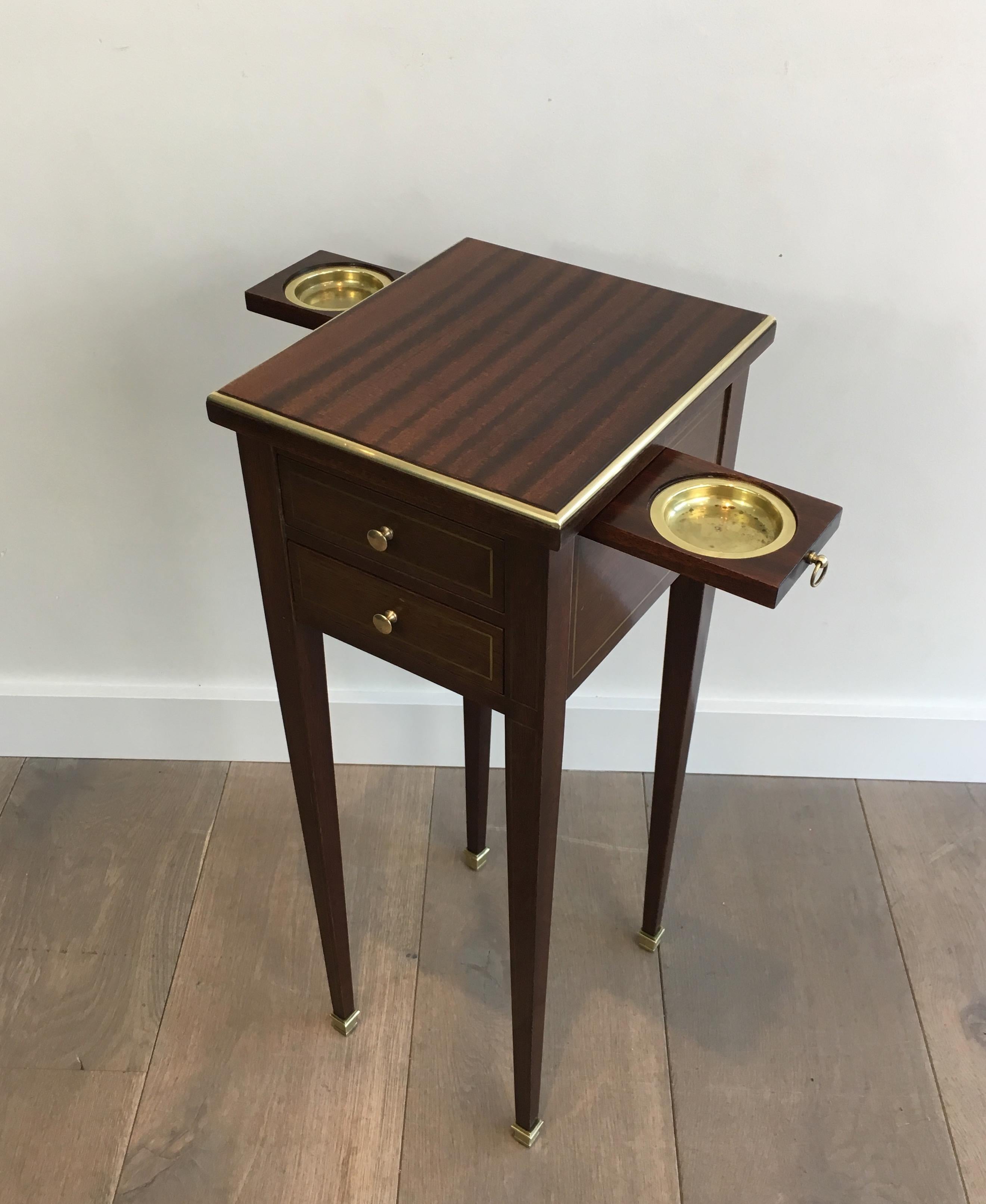 Unusual Neoclassical Small Drawers Table with Sliding Ashtrays 6