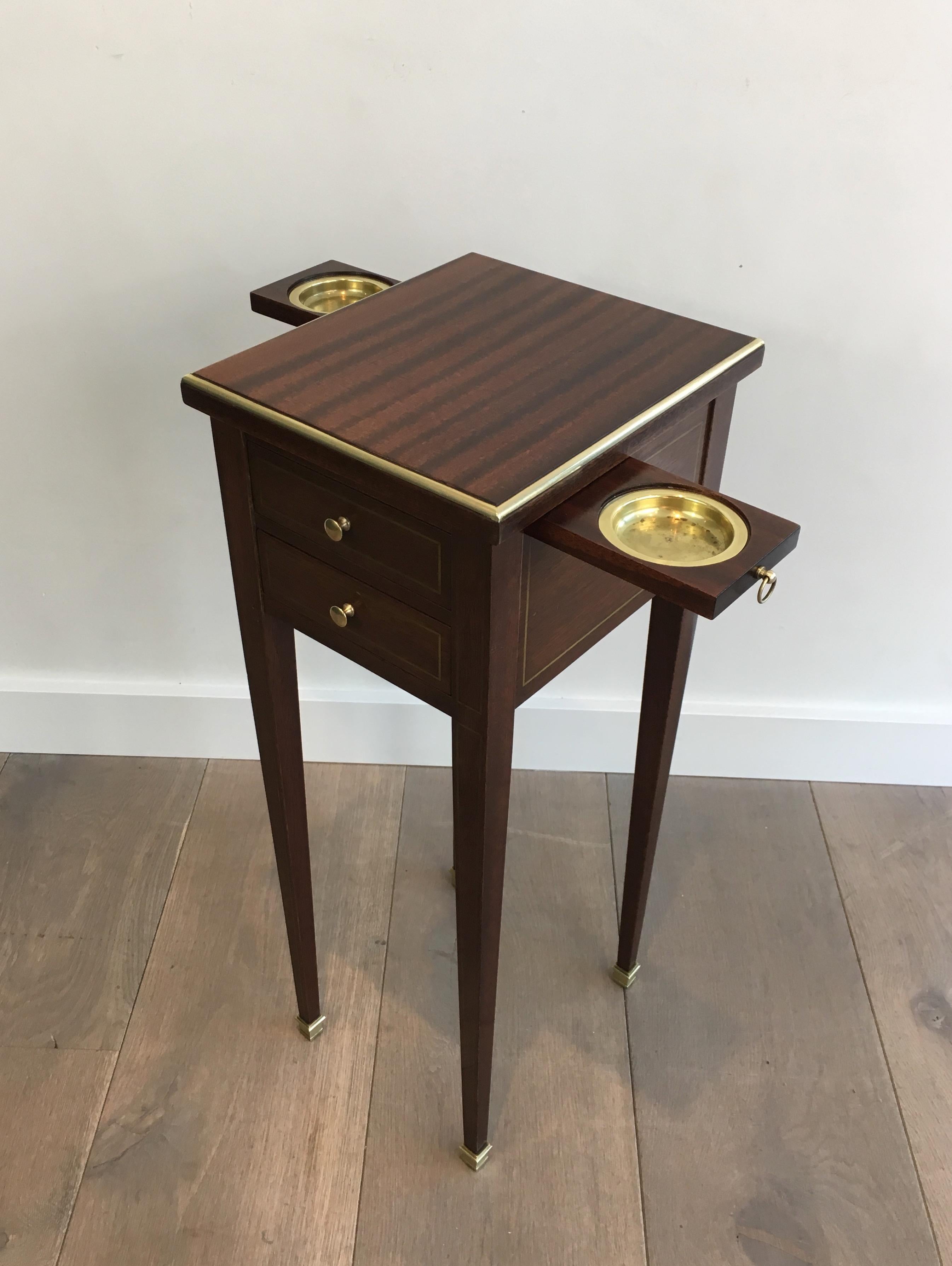 Unusual Neoclassical Small Drawers Table with Sliding Ashtrays 9