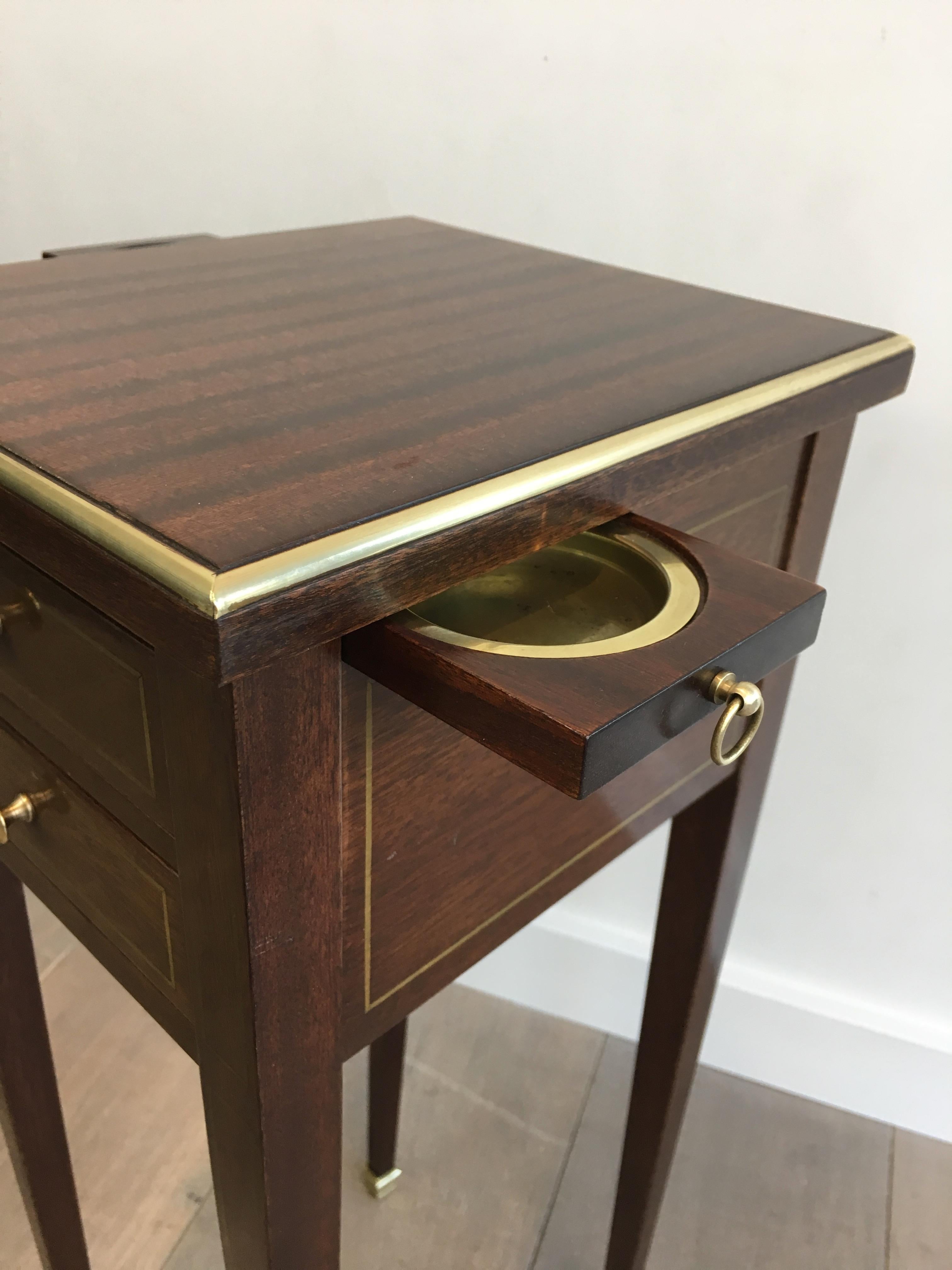 French Unusual Neoclassical Small Drawers Table with Sliding Ashtrays