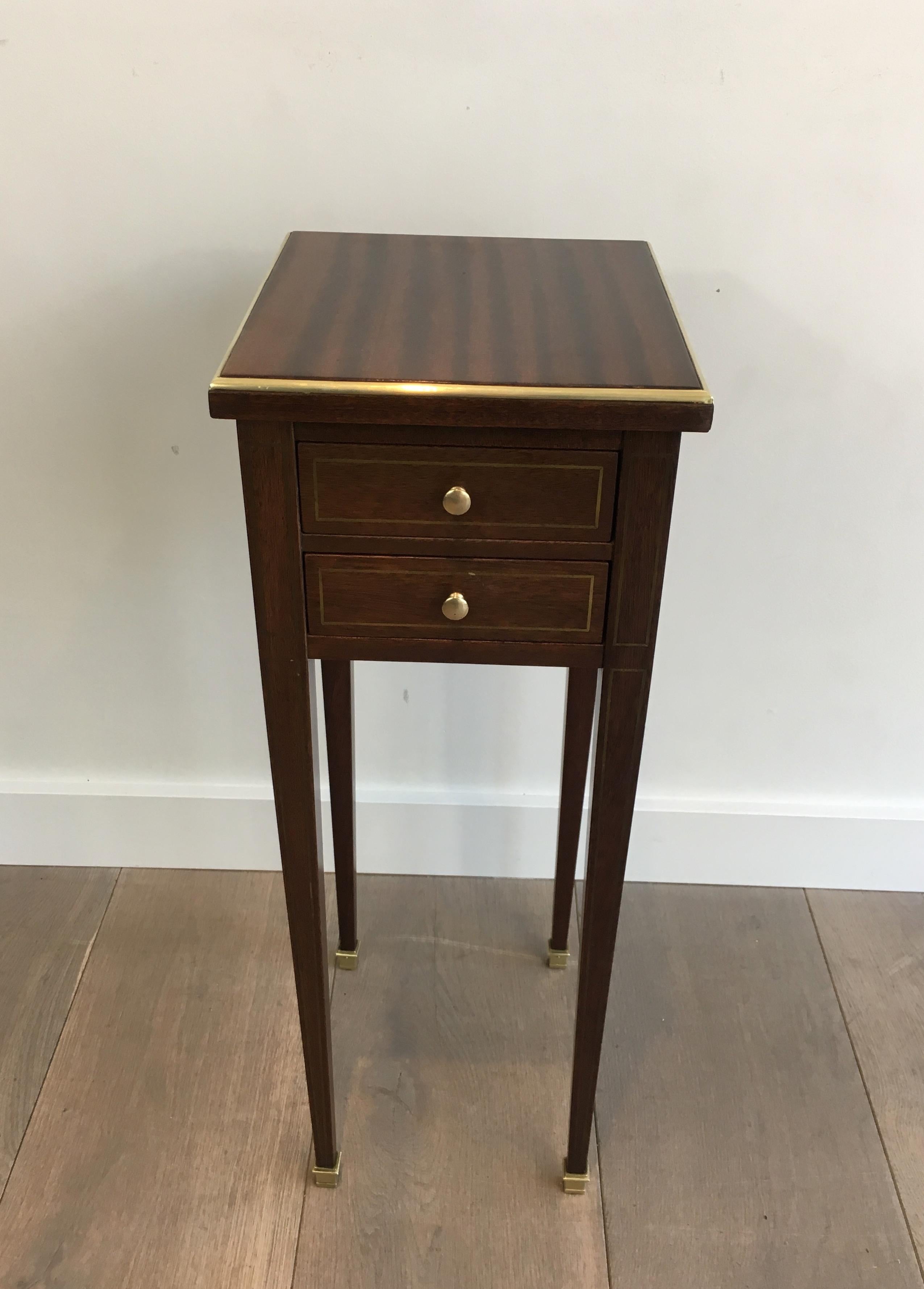 Brass Unusual Neoclassical Small Drawers Table with Sliding Ashtrays