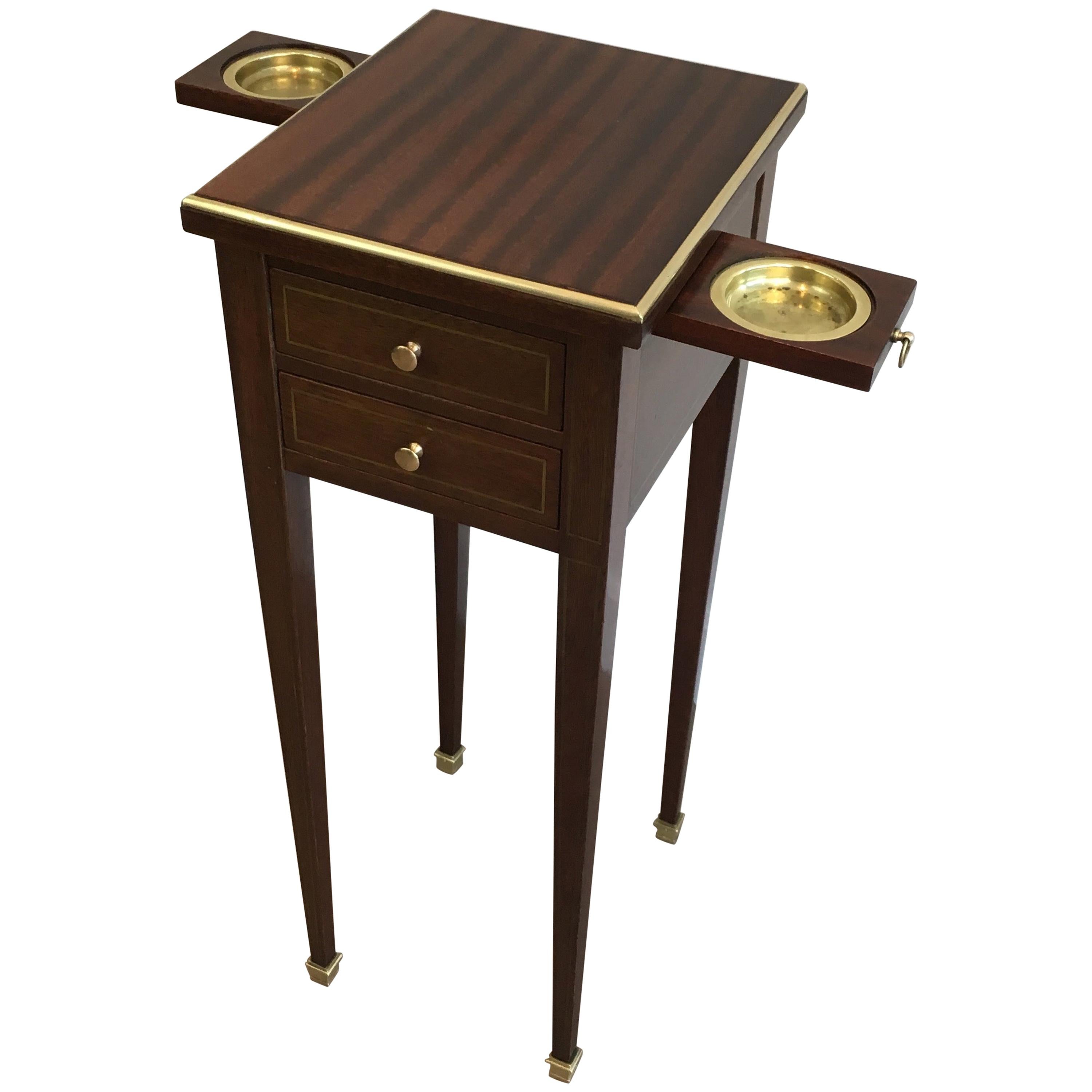 Unusual Neoclassical Small Drawers Table with Sliding Ashtrays