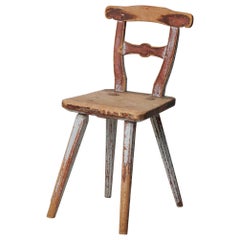 Silla inusual del Norte de Suecia Antigua Única del País Arte Popular