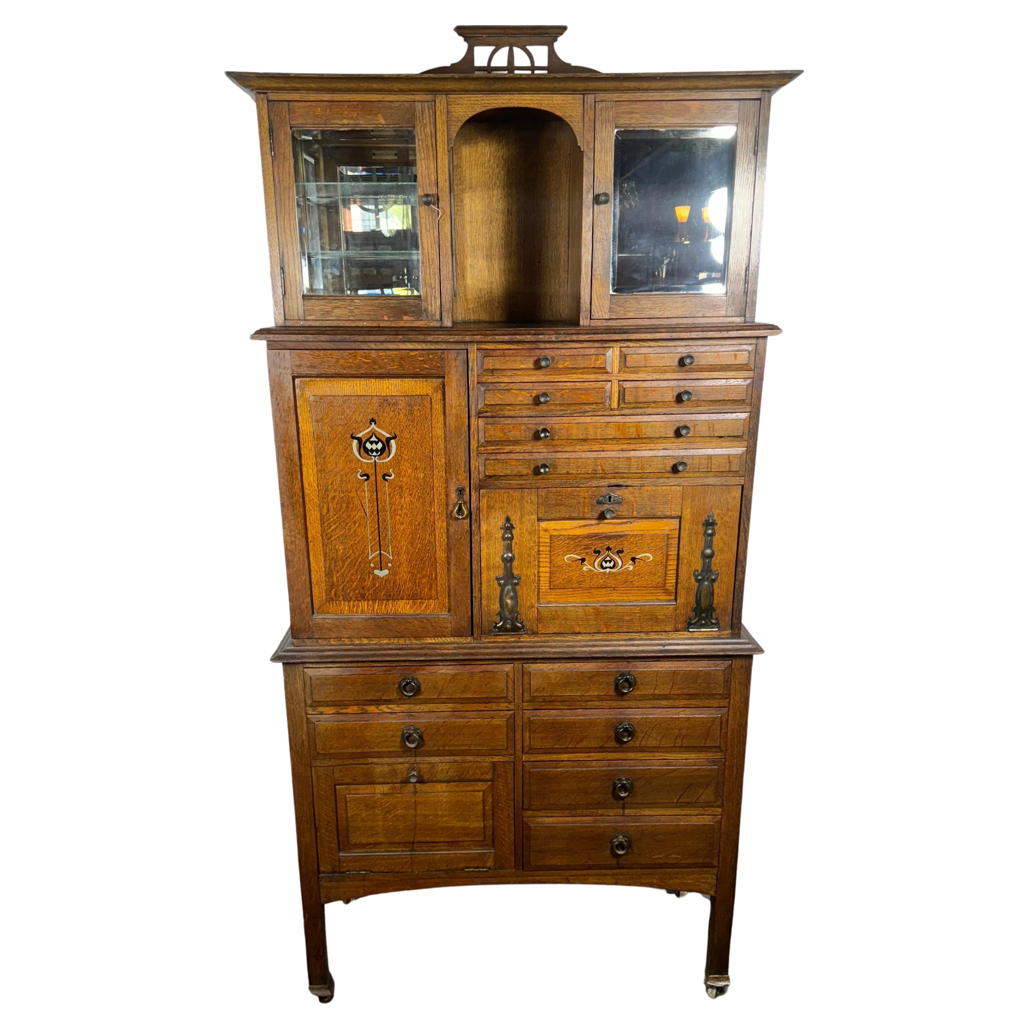 Unusual  Oak Art Nouveau Dental /multi-drawer Cabinet  by Premier Cabinet Co.