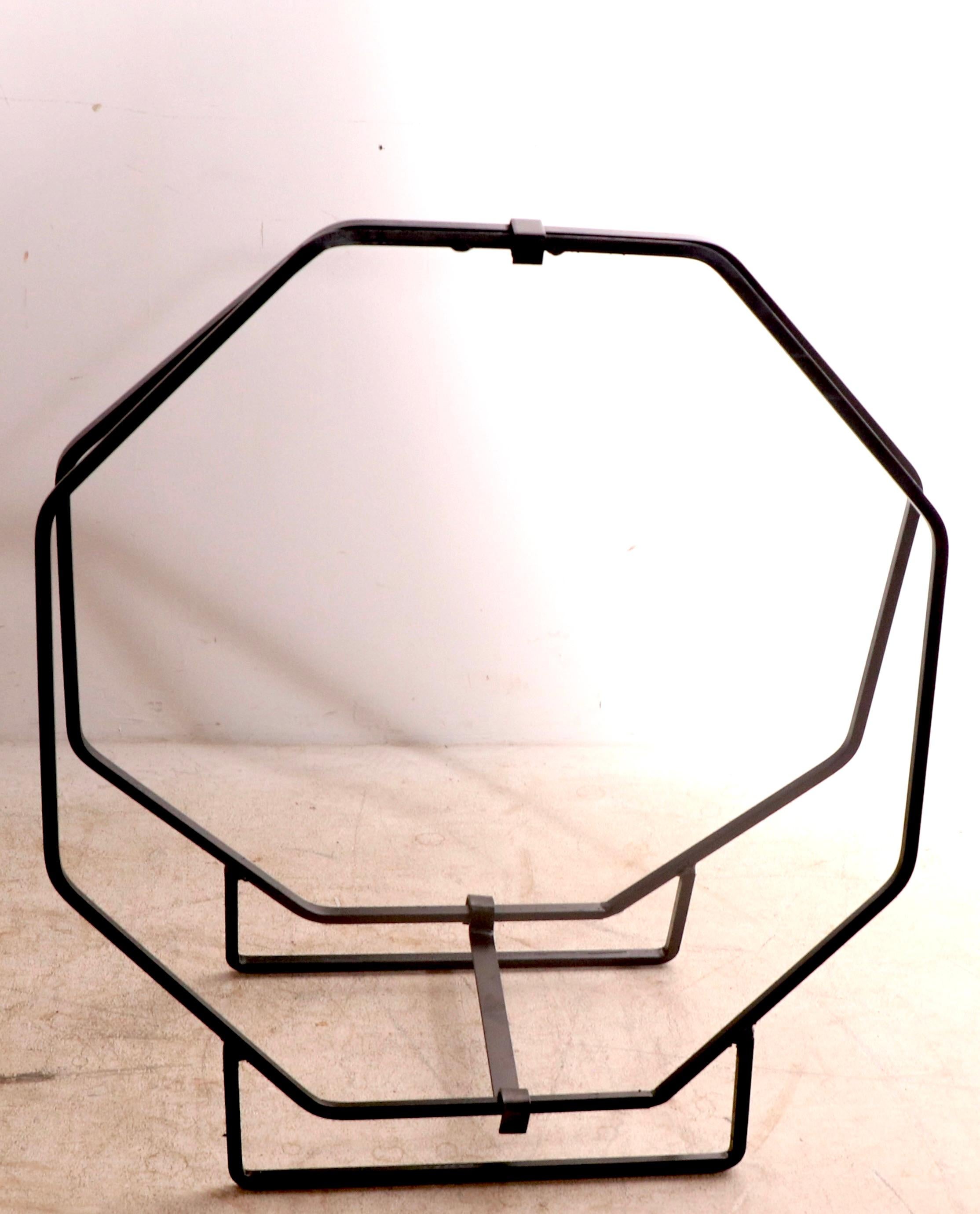 Mid-Century Modern Unusual Octagonal Mid Century Log Holder in Wrought Iron ca. 1950's For Sale