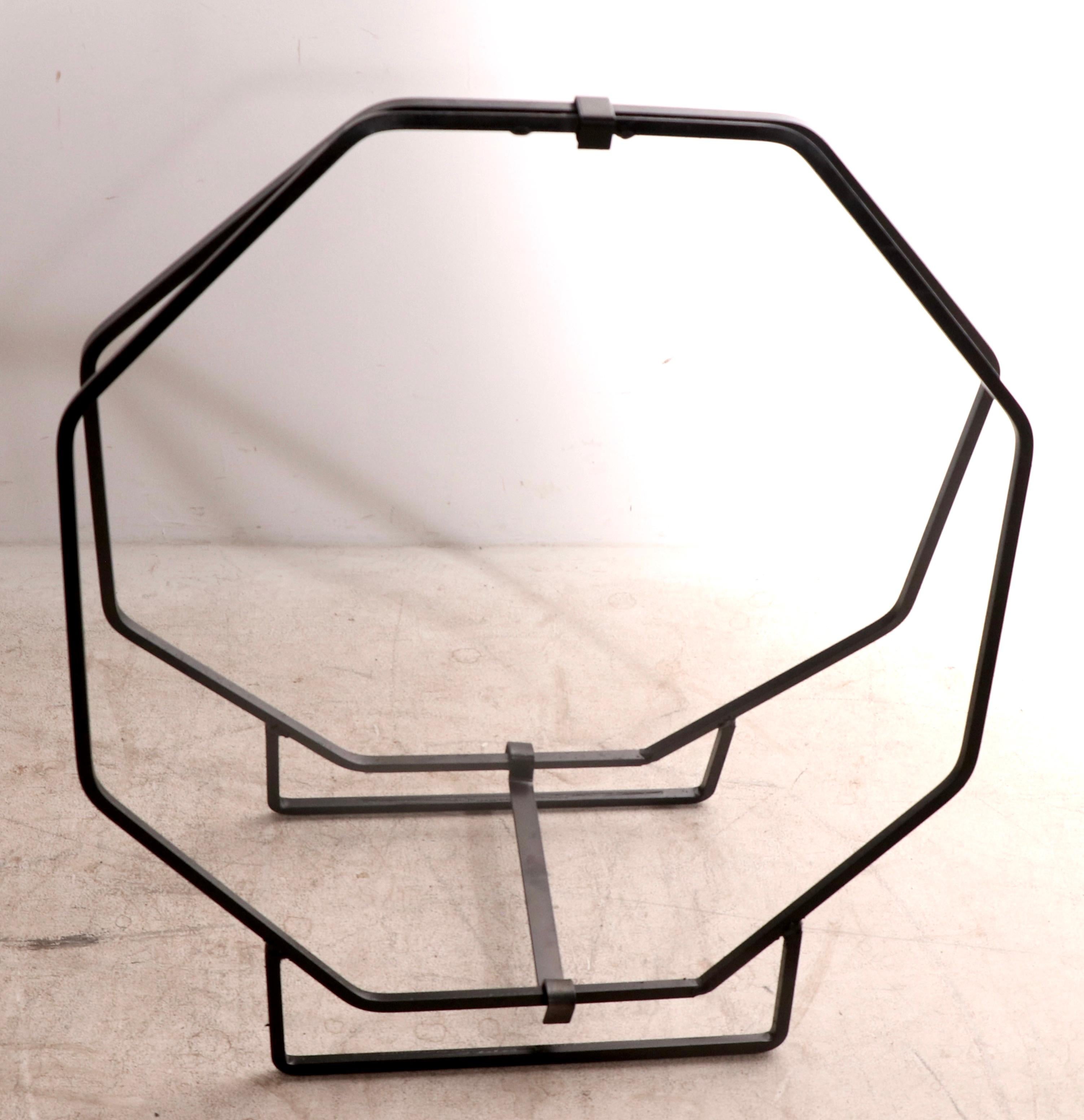 American Unusual Octagonal Mid Century Log Holder in Wrought Iron ca. 1950's For Sale