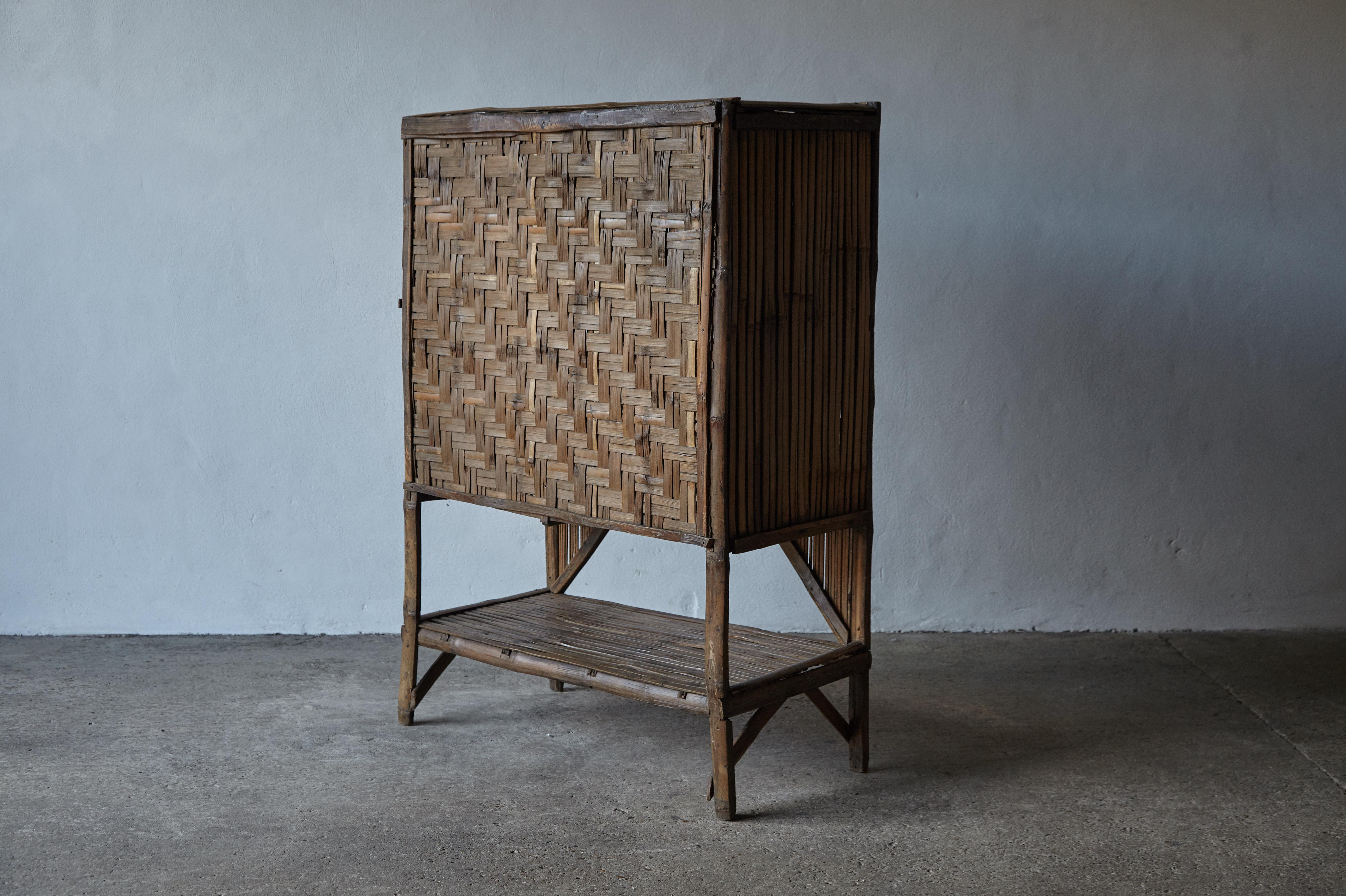 Unusual Old Bamboo Cabinet For Sale 6