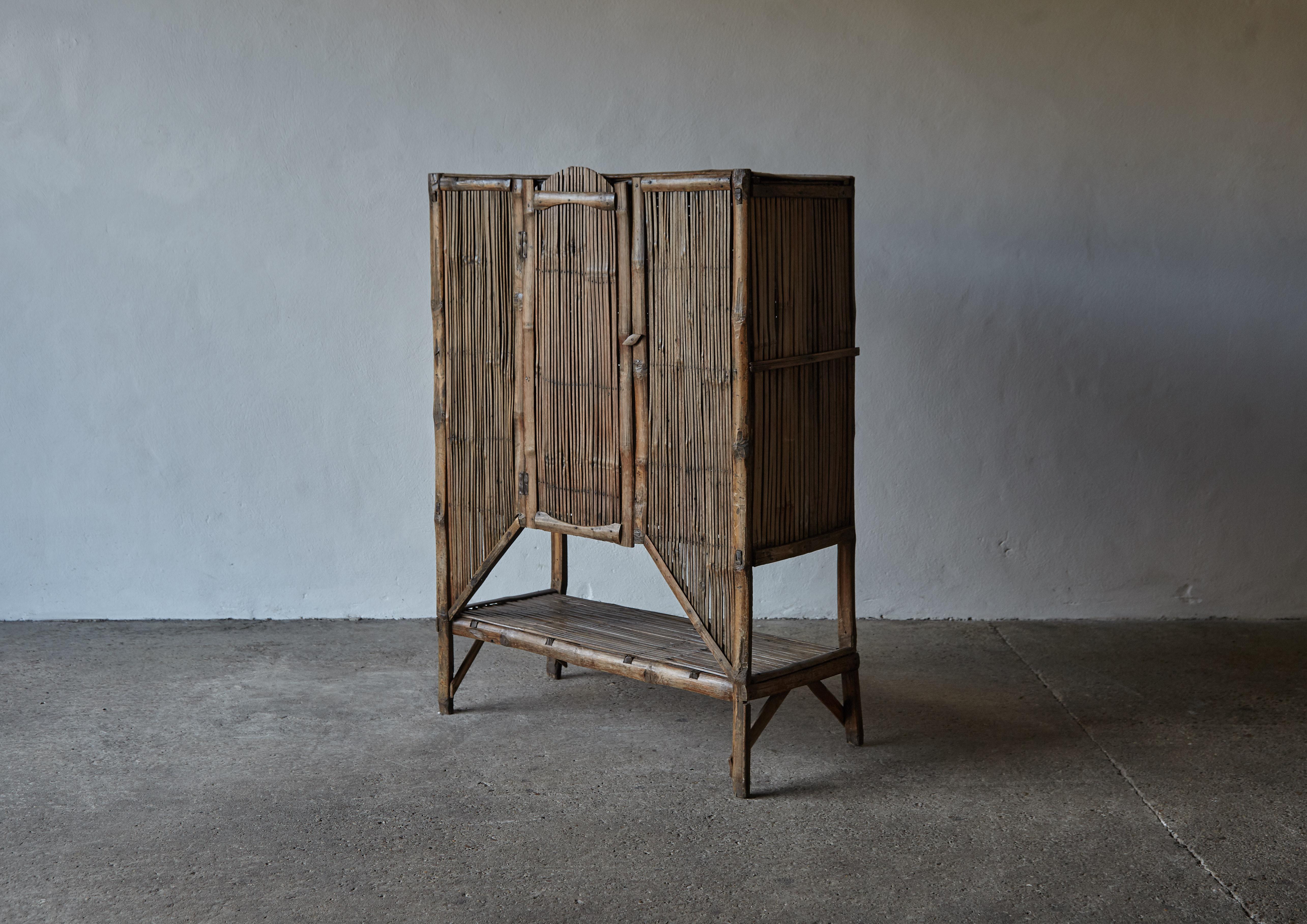 20th Century Unusual Old Bamboo Cabinet For Sale