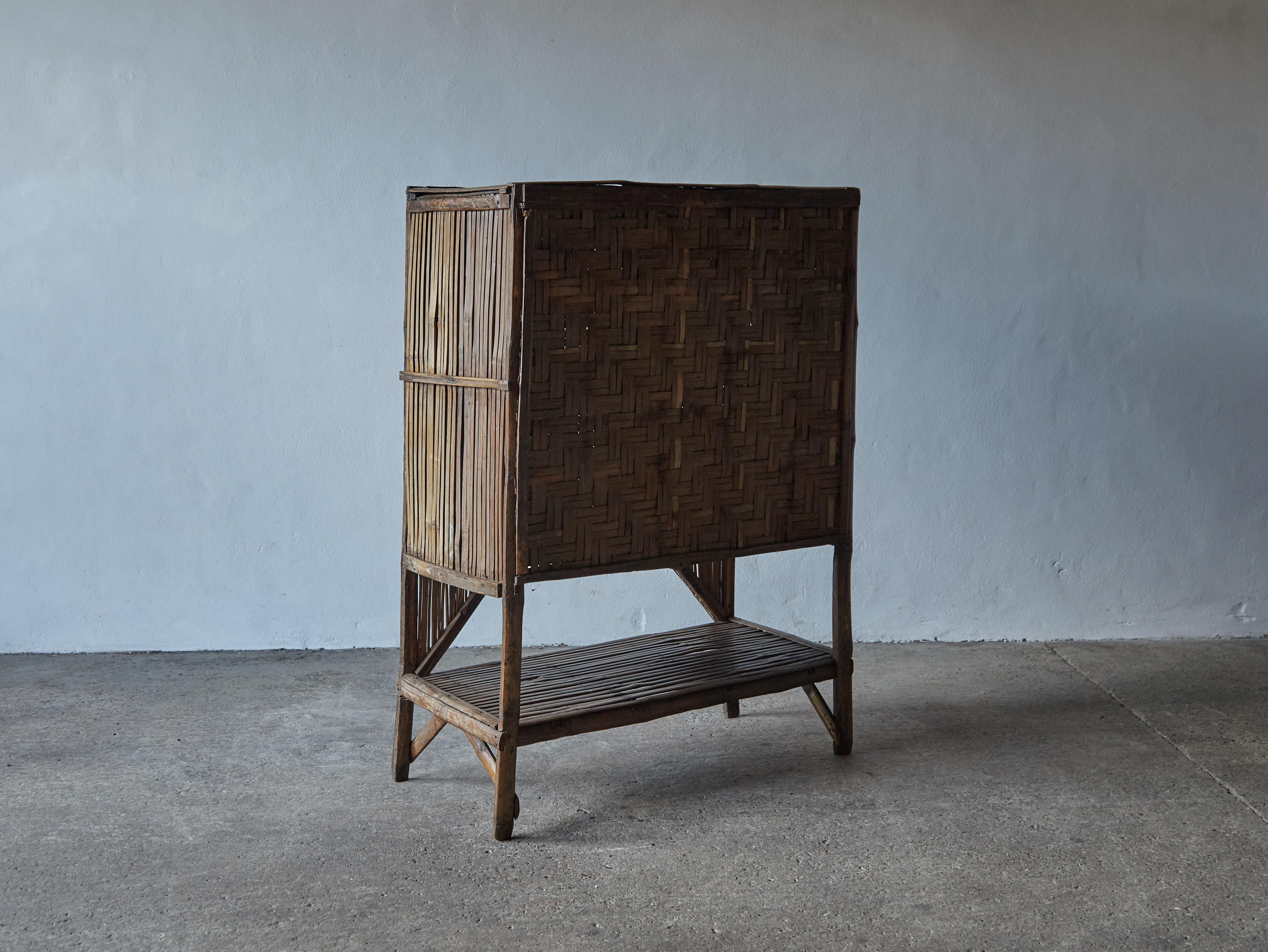Unusual Old Bamboo Cabinet For Sale 3