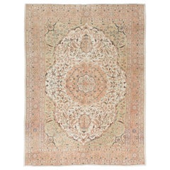 7.2x9.4 Ft One-of-a-Kind Hand-knotted Fine Vintage Ladik Wool Rug in Soft Colors