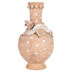 Unusual Oriental Chilong Partially Glazed Vase 
