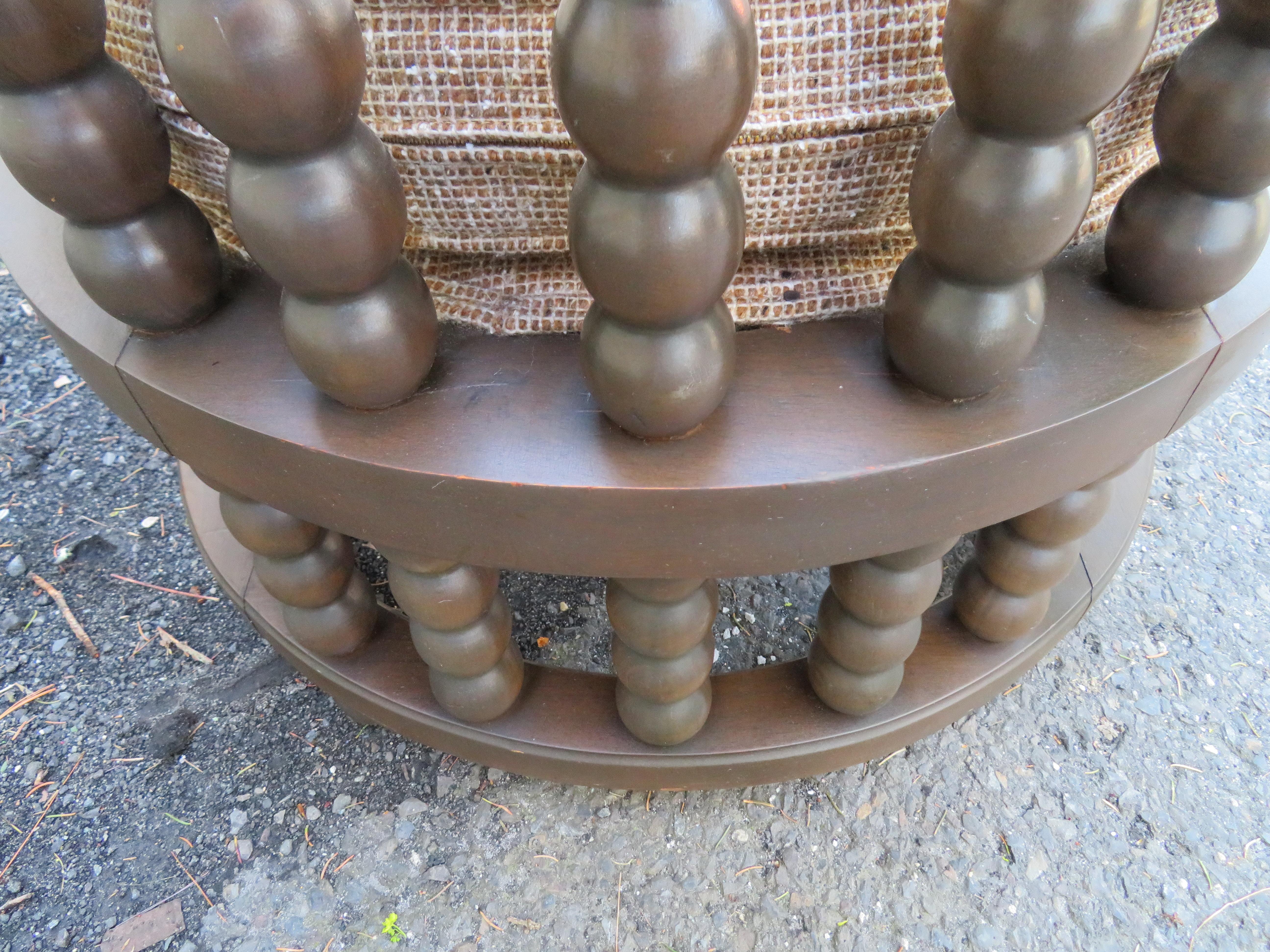Unusual Pair of Barrel Back Spool Bobbin Chairs Mid-Century Modern For Sale 3