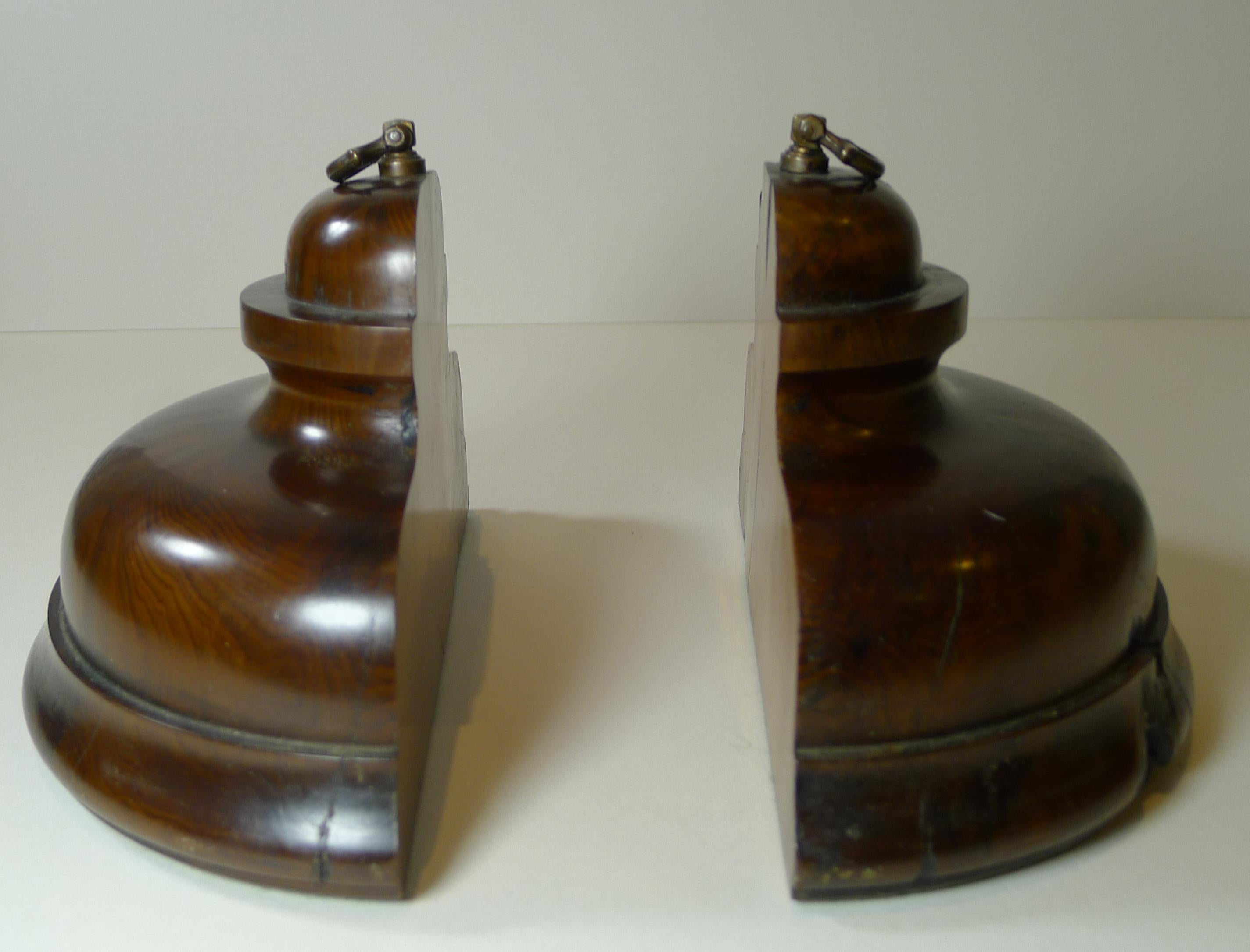 Unusual Pair Georgian Solid Yew Wood Bookends c.1800 For Sale 6