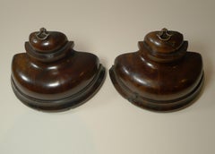 Unusual Pair Georgian Solid Yew Wood Bookends c.1800