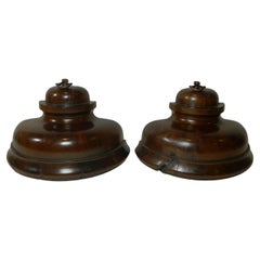 Antique Unusual Pair Georgian Solid Yew Wood Bookends c.1800