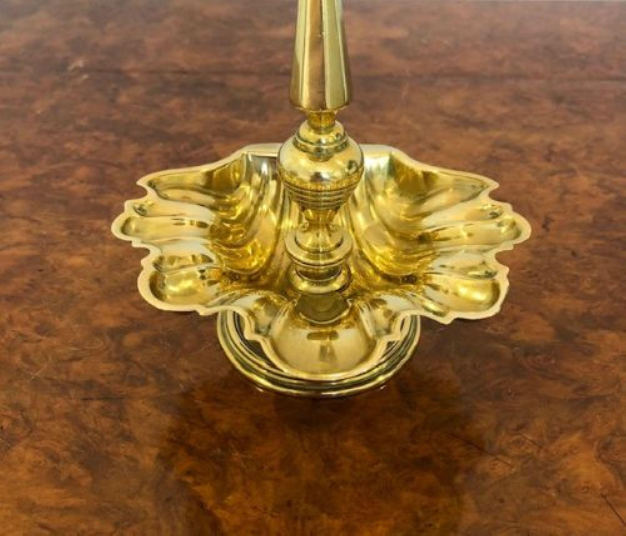Unusual Pair of Antique Brass Candlesticks In Good Condition For Sale In Ipswich, GB