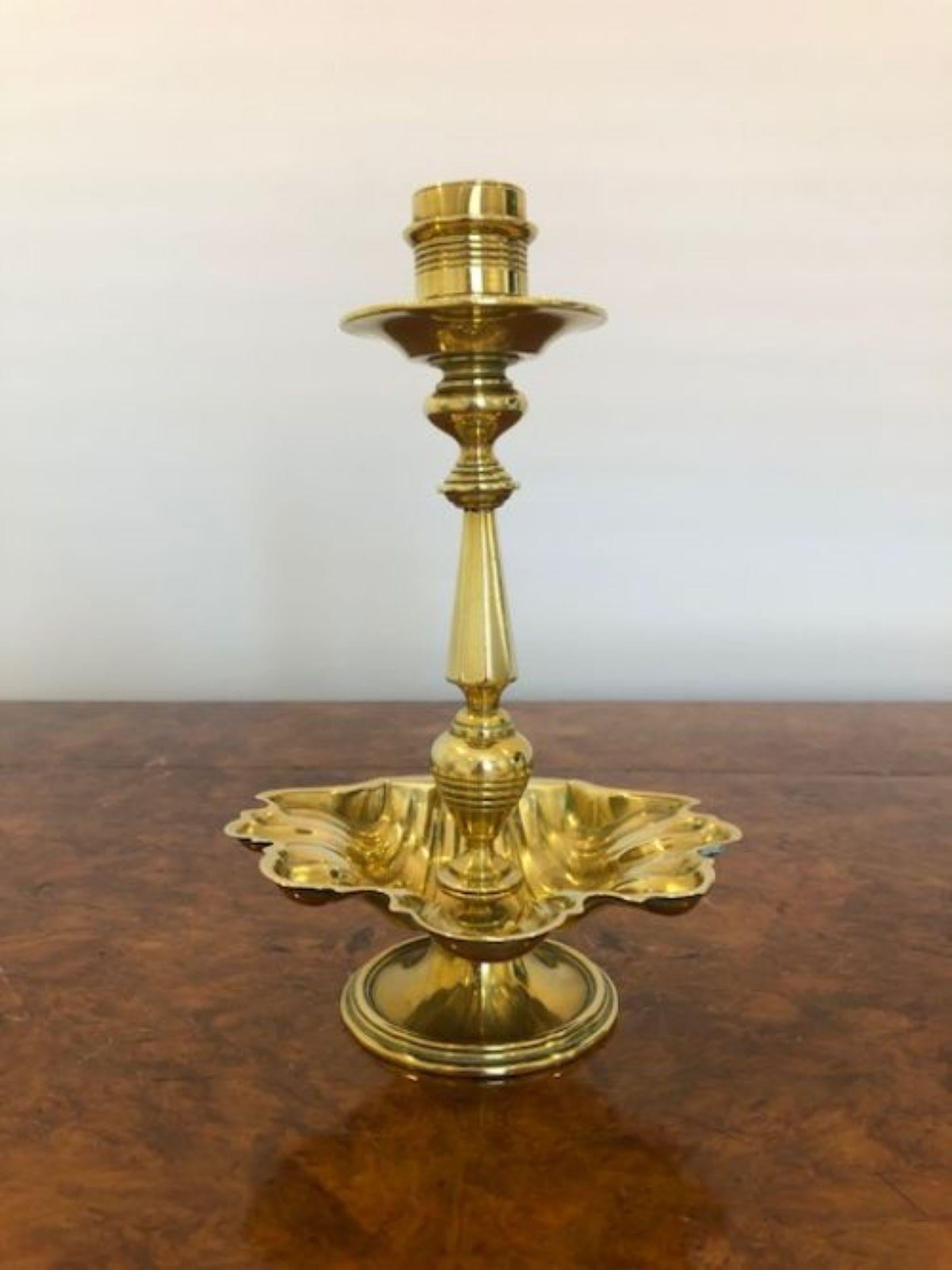 20th Century Unusual Pair of Antique Brass Candlesticks For Sale