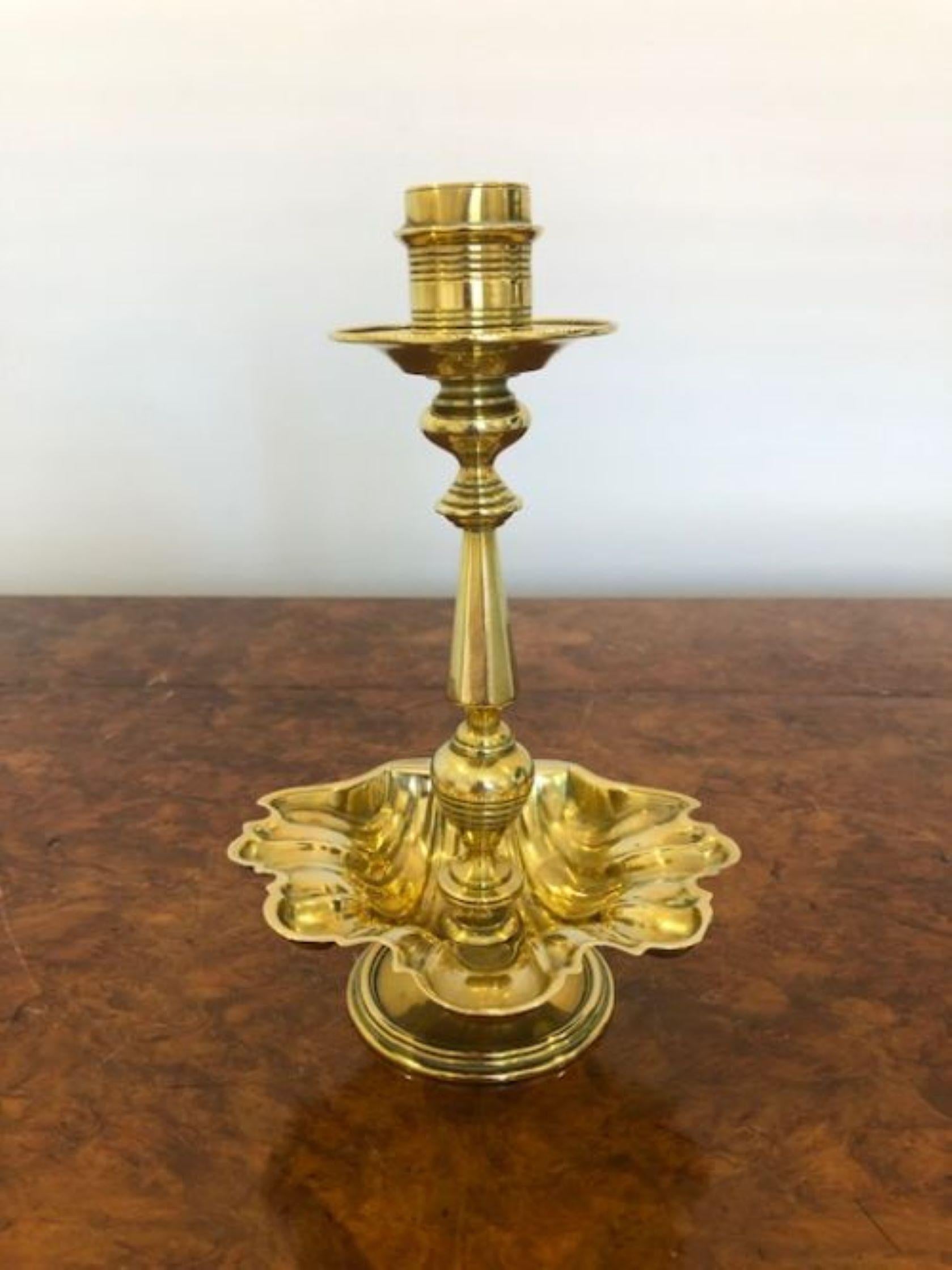 Unusual Pair of Antique Brass Candlesticks For Sale 2