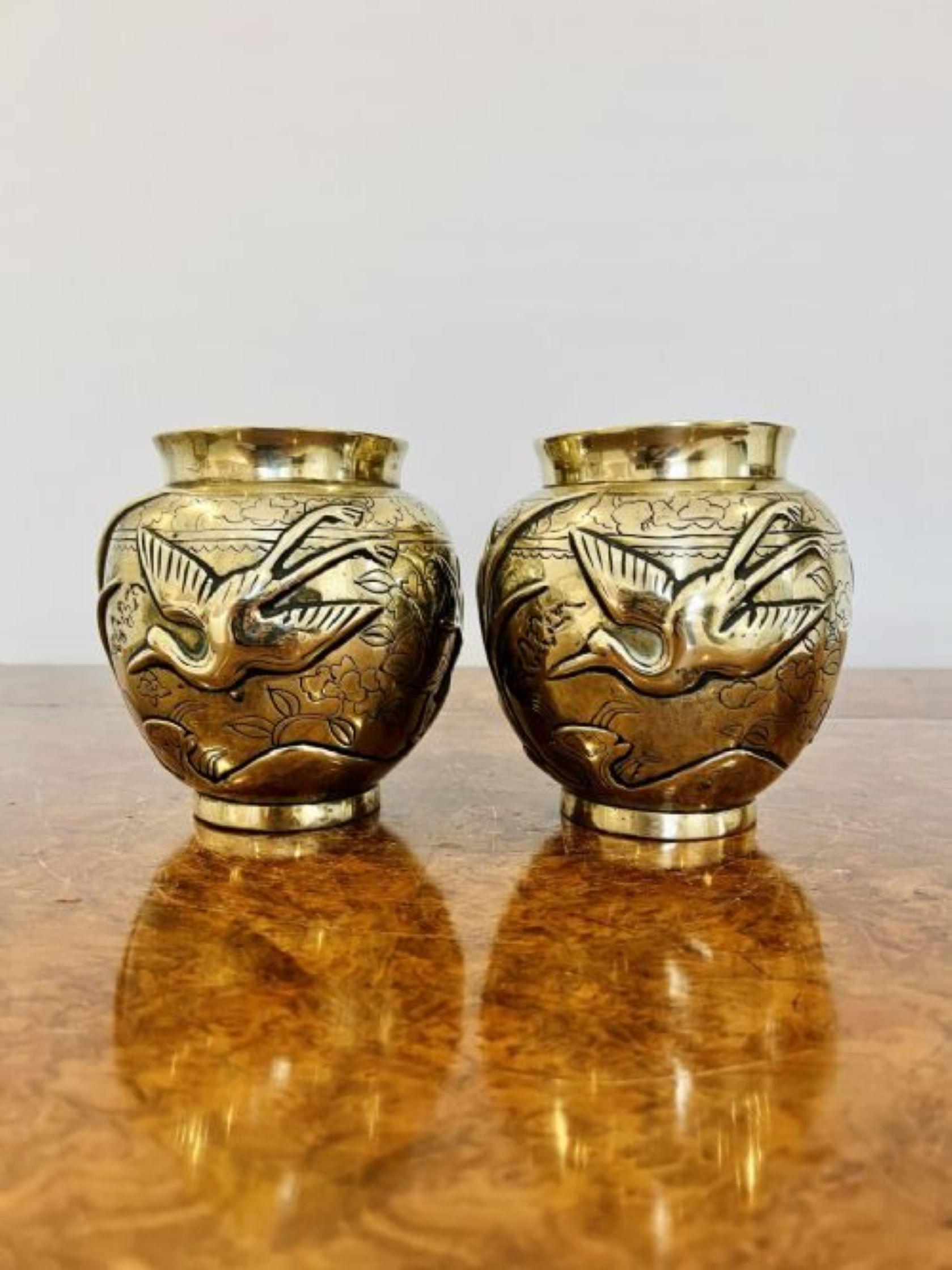 19th Century Unusual pair of antique Chinese brass jardinieres  For Sale