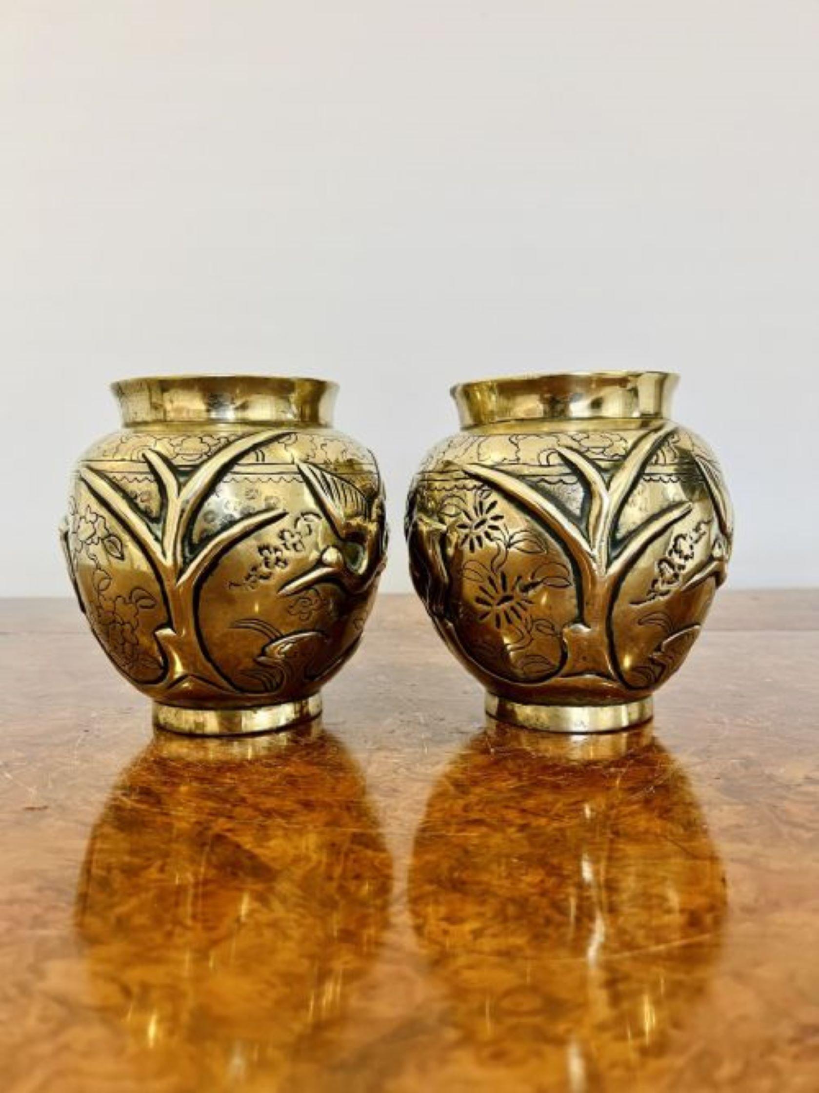 Brass Unusual pair of antique Chinese brass jardinieres  For Sale