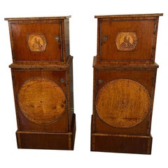 Paire inhabituelle de piédestaux anciens en acajou incrusté George III et bois de violette