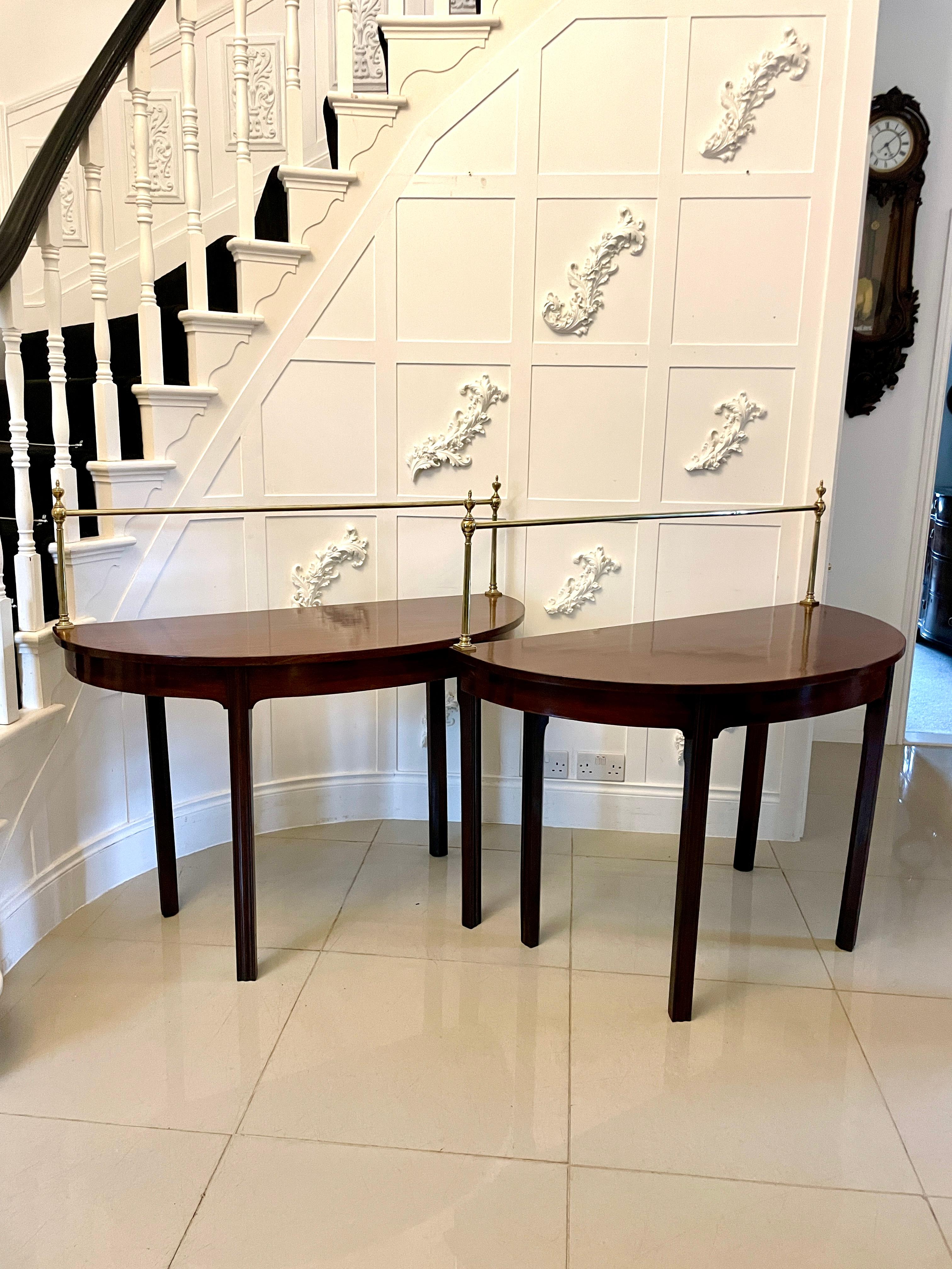 Unusual Pair of Antique George III Quality Mahogany Demi-Lune Consoles Tables For Sale 5