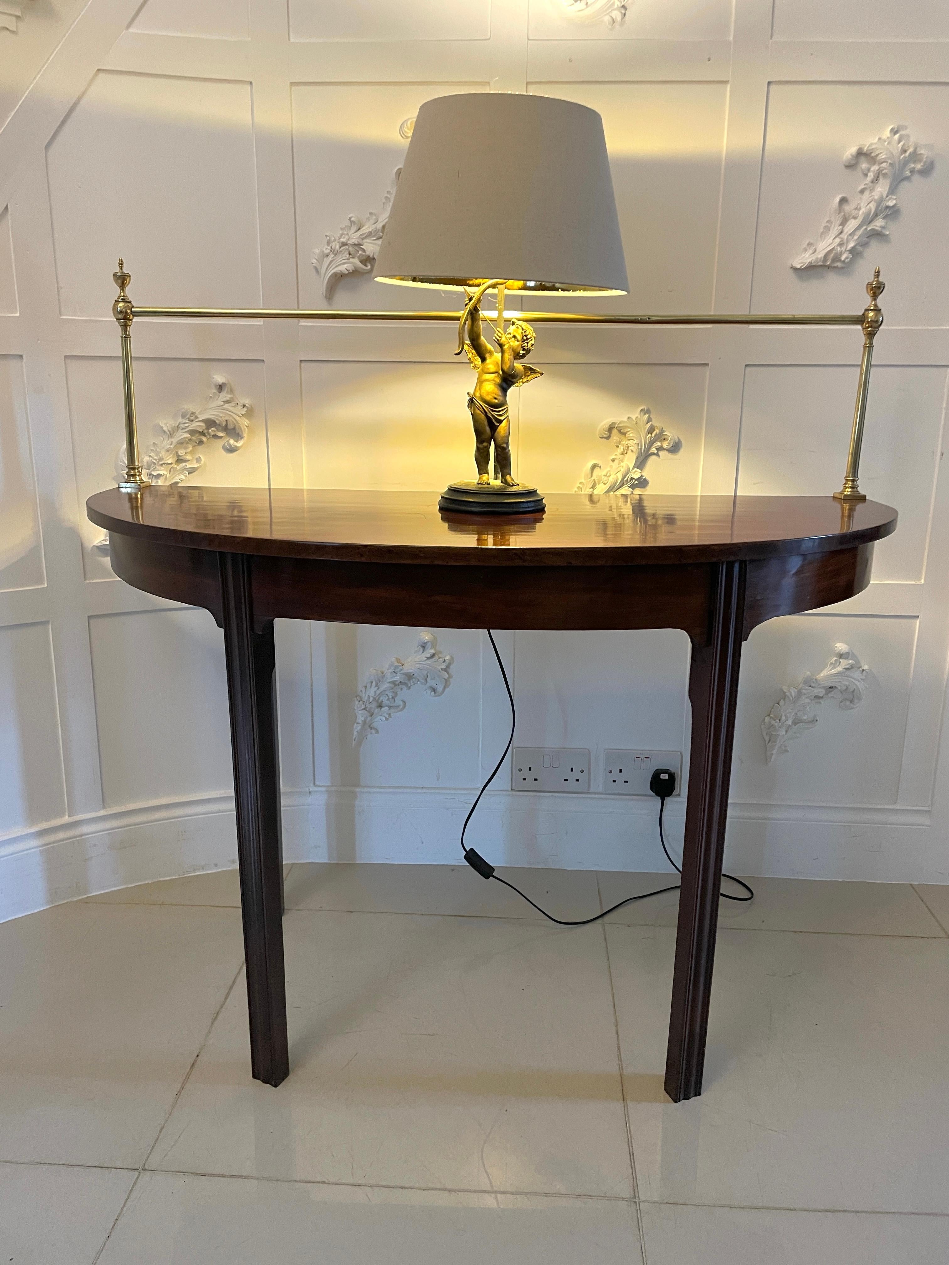 Unusual Pair of Antique George III Quality Mahogany Demi-Lune Consoles Tables In Good Condition For Sale In Suffolk, GB
