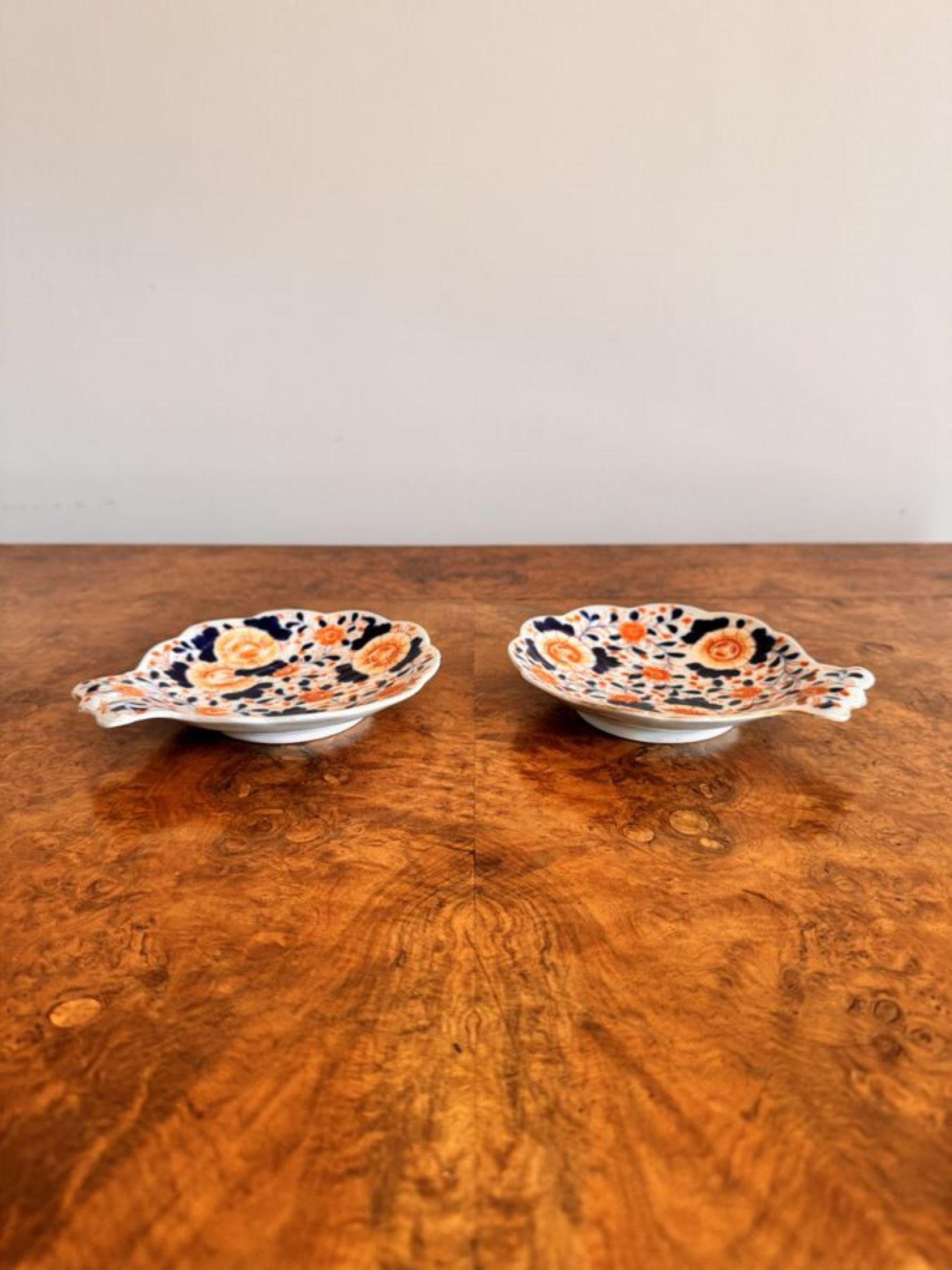 20th Century Unusual pair of antique Japanese imari shell shaped plates  For Sale