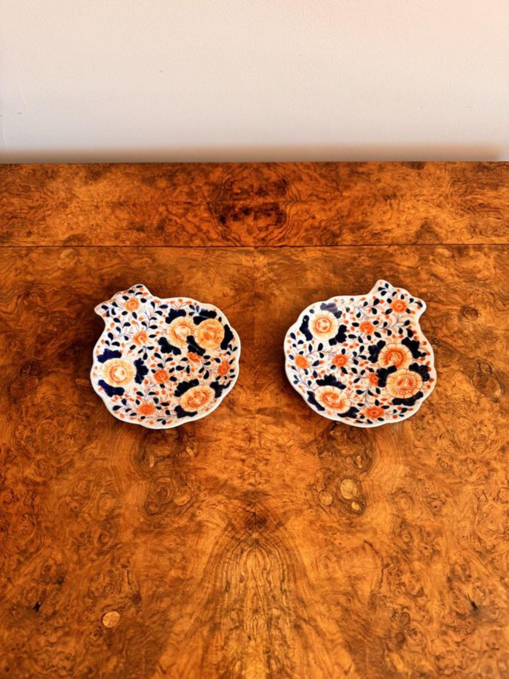 Ceramic Unusual pair of antique Japanese imari shell shaped plates  For Sale