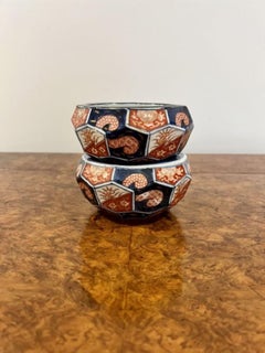 Unusual pair of antique Japanese quality Imari bowls