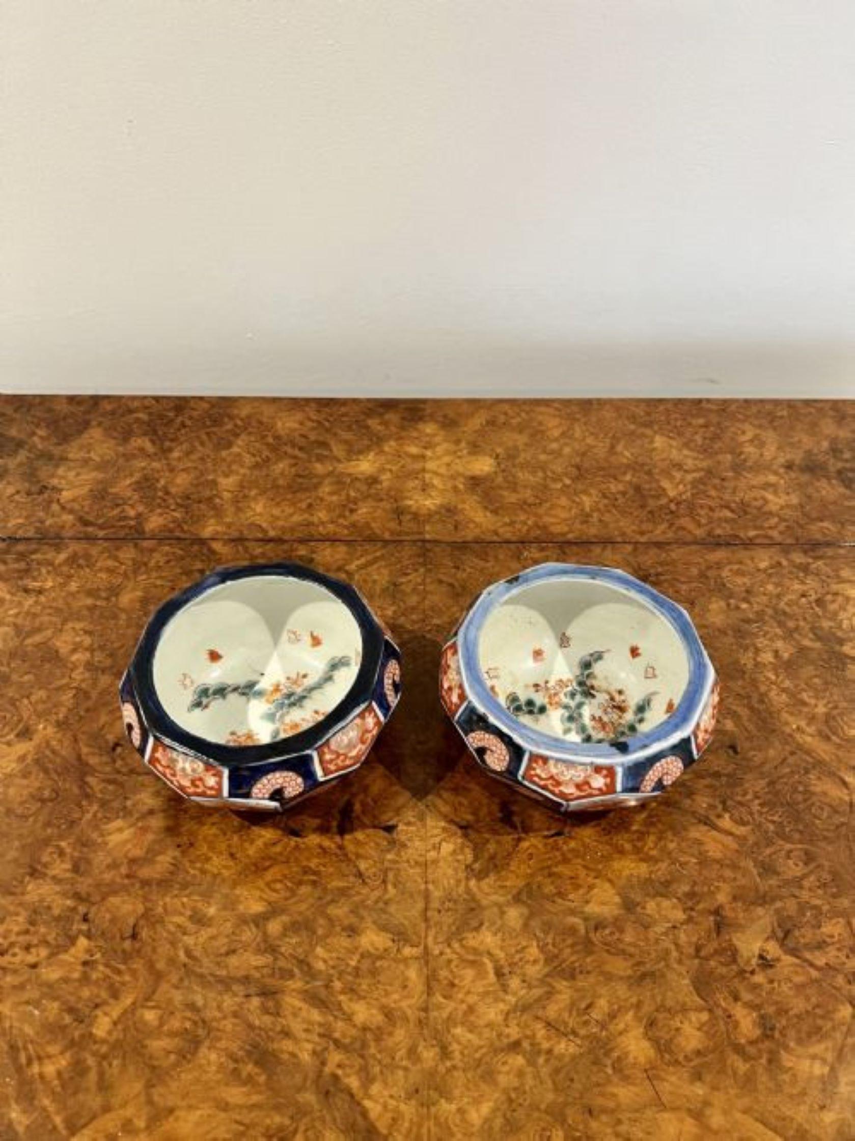 Ceramic Unusual pair of antique Japanese quality Imari bowls  For Sale